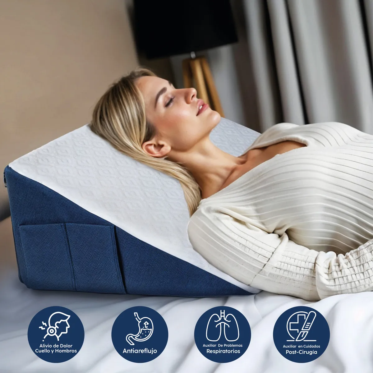 Foto 3 pulgar | Almohada Cojin Tipo Cuña Antireflujo Respaldo Para Adulto
