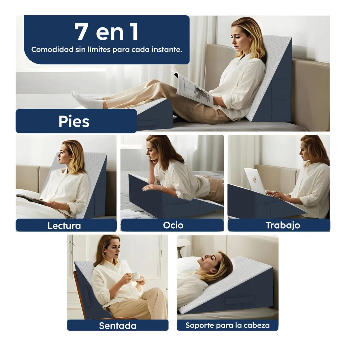 Foto 4 pulgar | Almohada Cojin Tipo Cuña Antireflujo Respaldo Para Adulto