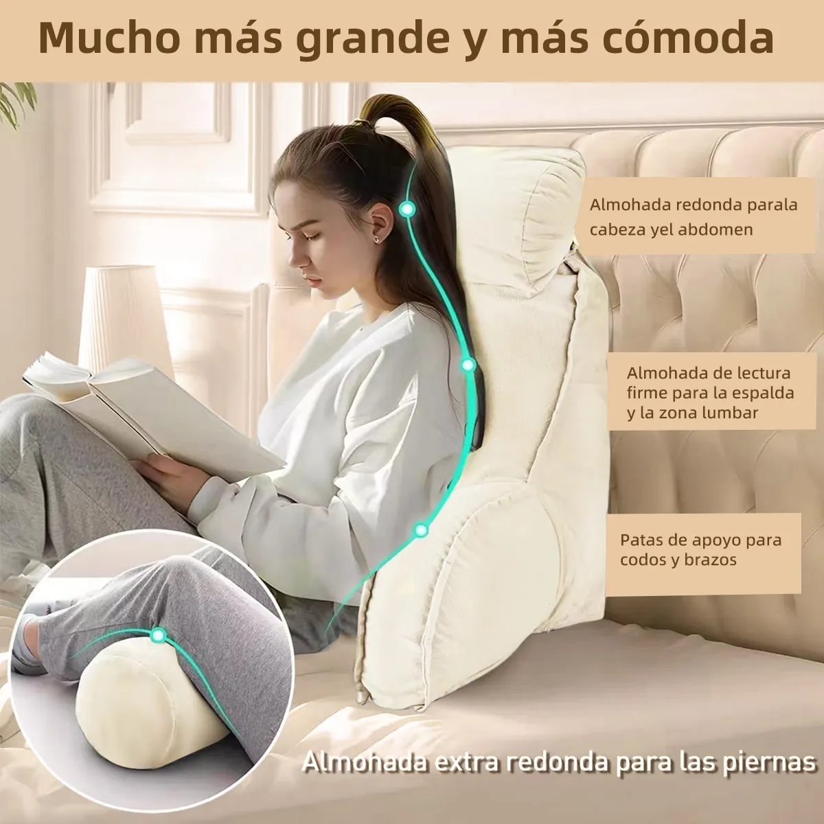 Foto 4 | Almohadas De Cojin Respaldo For Cama  Large Espalda  Eo Safe Imports Esi-20398 Beige