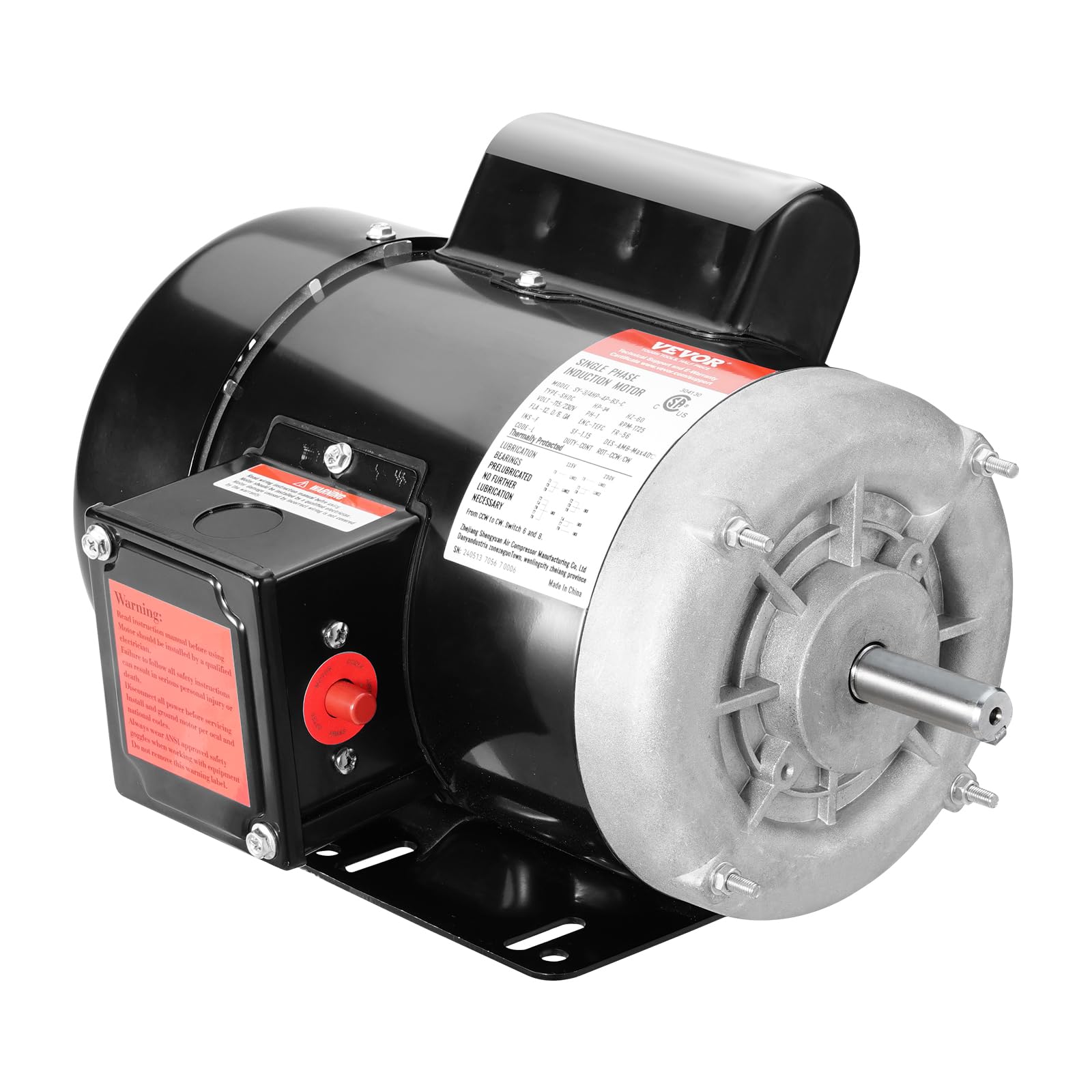 Foto 2 pulgar | Motor Eléctrico Vevor 3/4 Hp 1725 Rpm 115 V/230 V 56 Chasis - Venta Internacional.