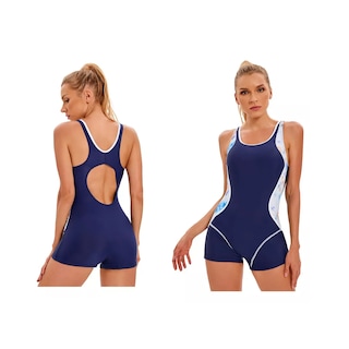 Foto 2 | Traje De Baño Deportivo Mujer Completo Talla Ch Eo Safe Imports Esi-16240 Azul