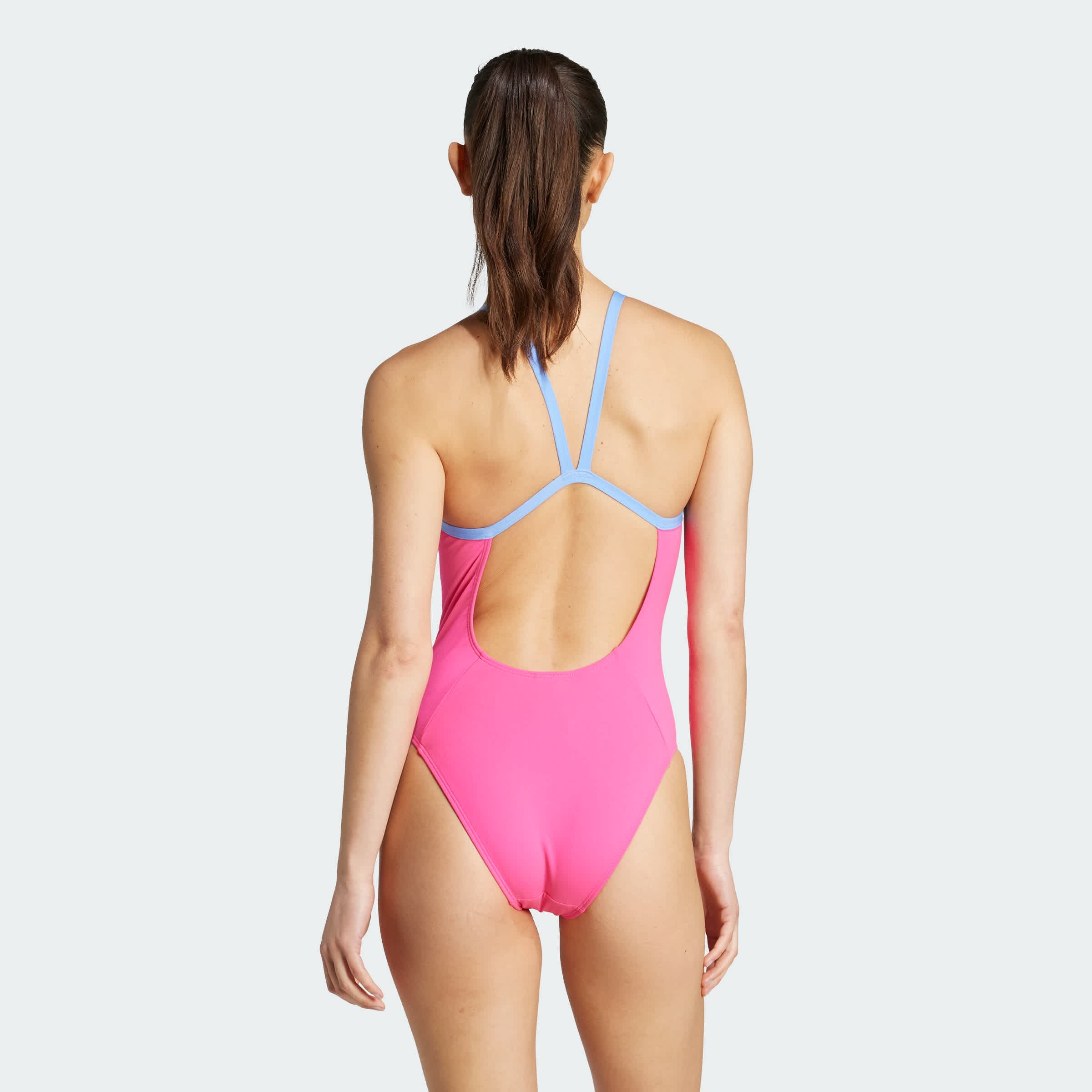 Foto 5 pulgar | Traje De Natación Con Tiras Finas Y Espalda En V Adidas Rosa Mujer