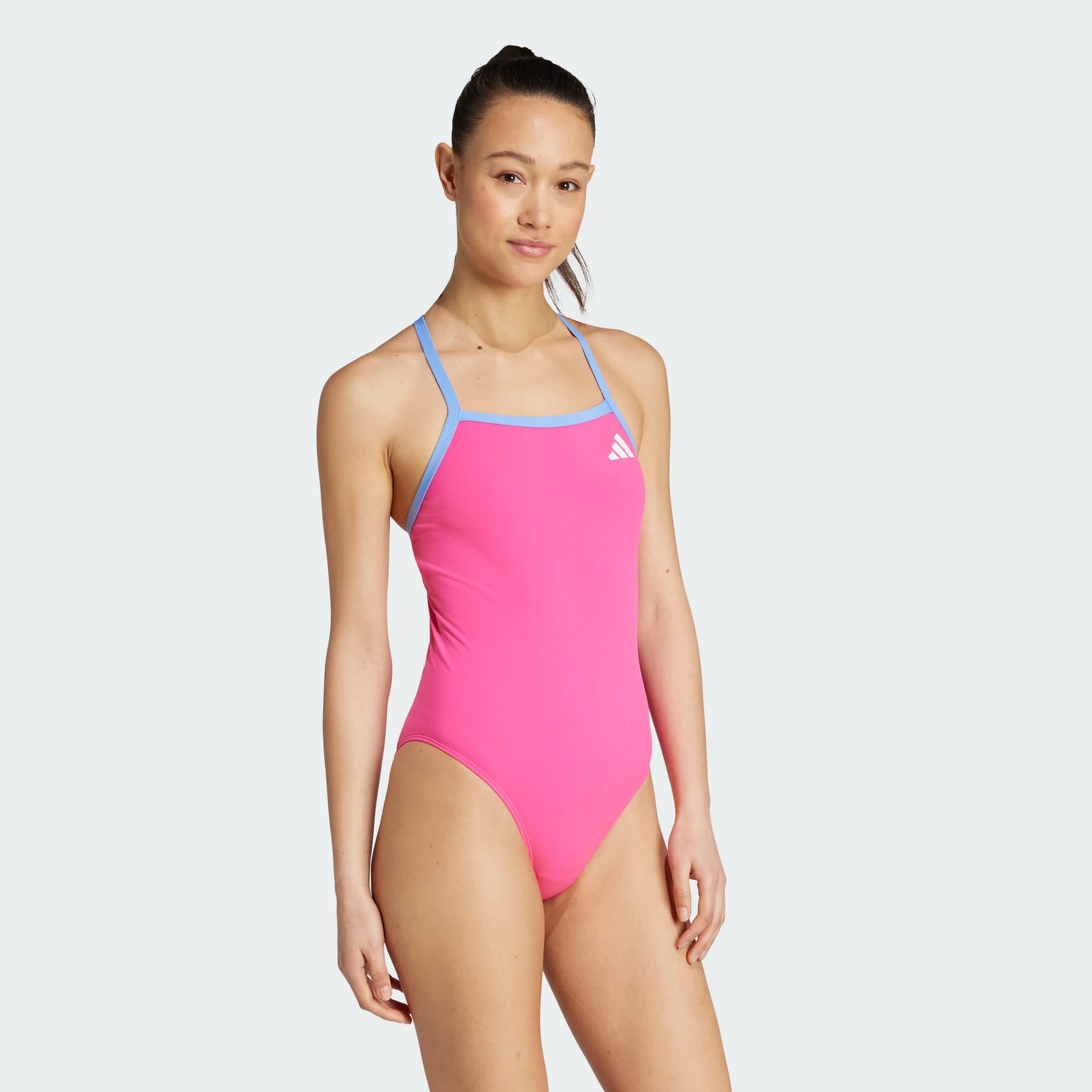 Foto 6 pulgar | Traje De Natación Con Tiras Finas Y Espalda En V Adidas Rosa Mujer
