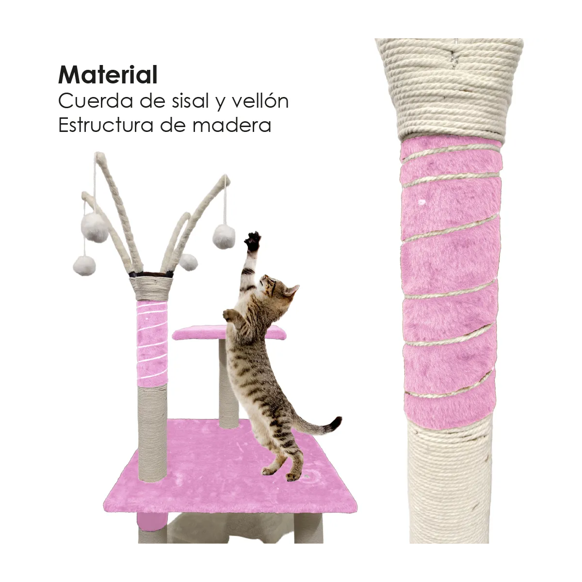 Foto 4 pulgar | Rascador Para Gato Árbol Todo En 1  Eo Safe Imports Esi-20224 Rosa