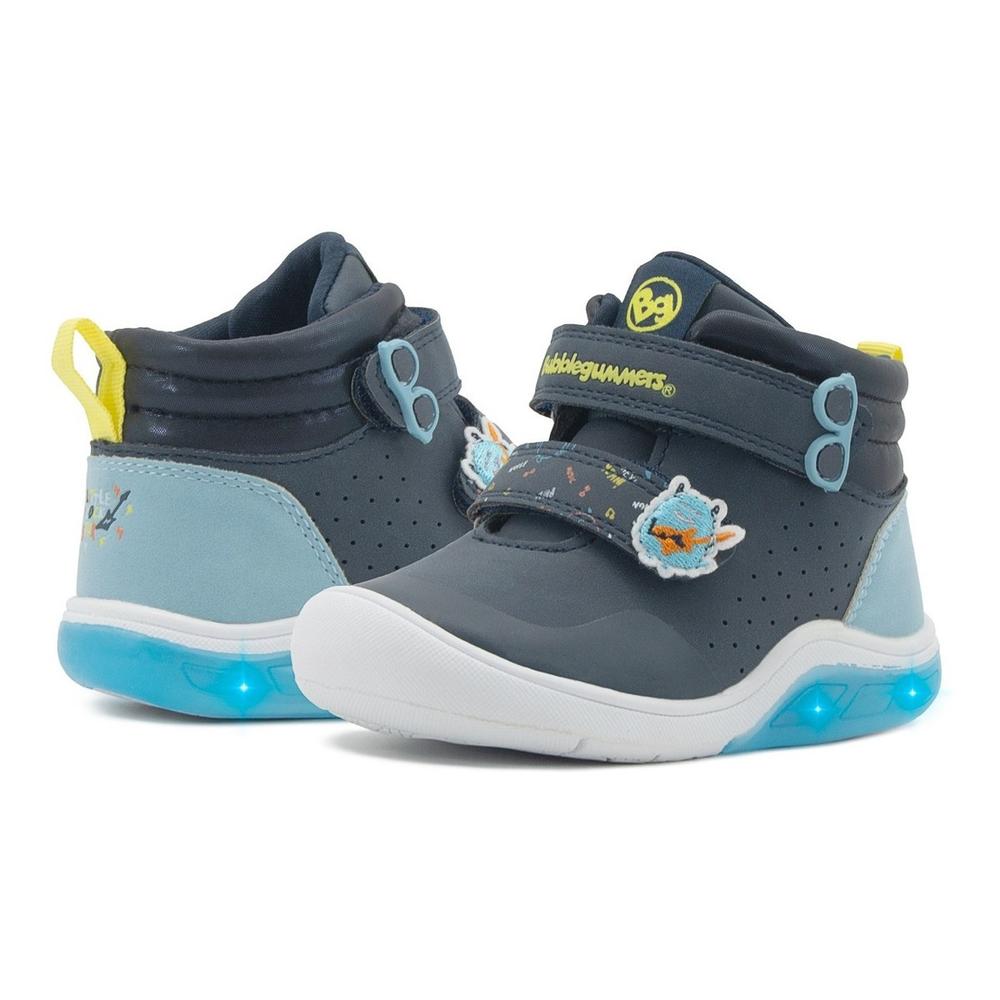 Foto 3 pulgar | Tenis Bota Luces Velcro Bubble Gummers Oruga Marino 12-16 Azul Marino