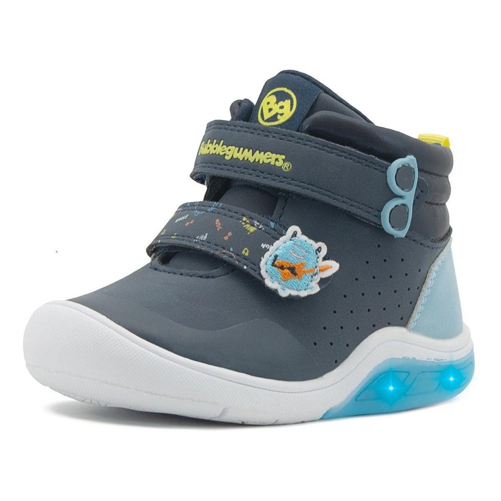 Foto 4 pulgar | Tenis Bota Luces Velcro Bubble Gummers Oruga Marino 12-16 Azul Marino