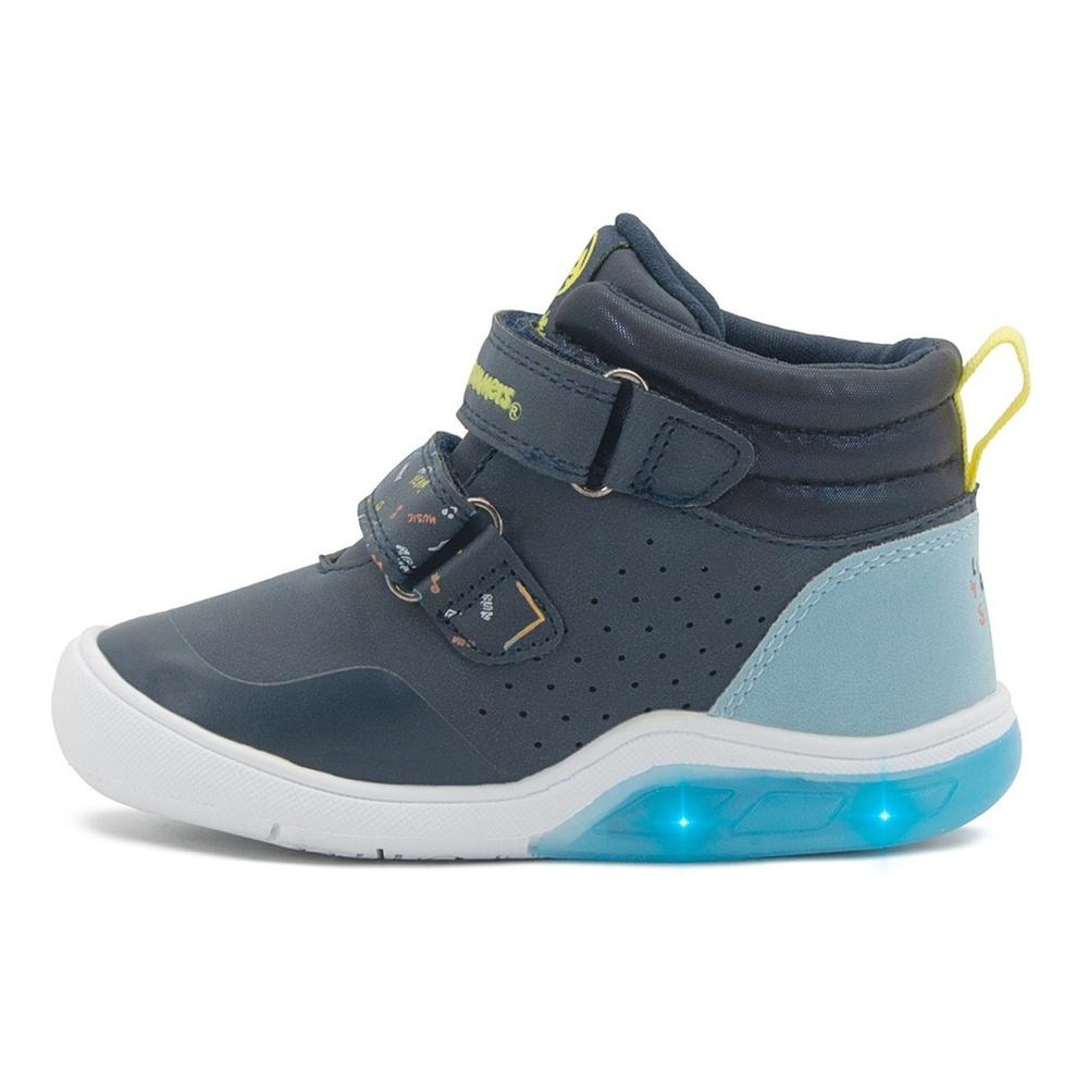 Foto 4 | Tenis Bota Luces Velcro Bubble Gummers Oruga Marino 12-16 Azul Marino