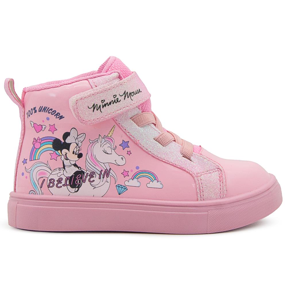 Foto 6 pulgar | Tenis Bota Minnie Mouse Disney Charol Con Ajuste Velcro Rosa
