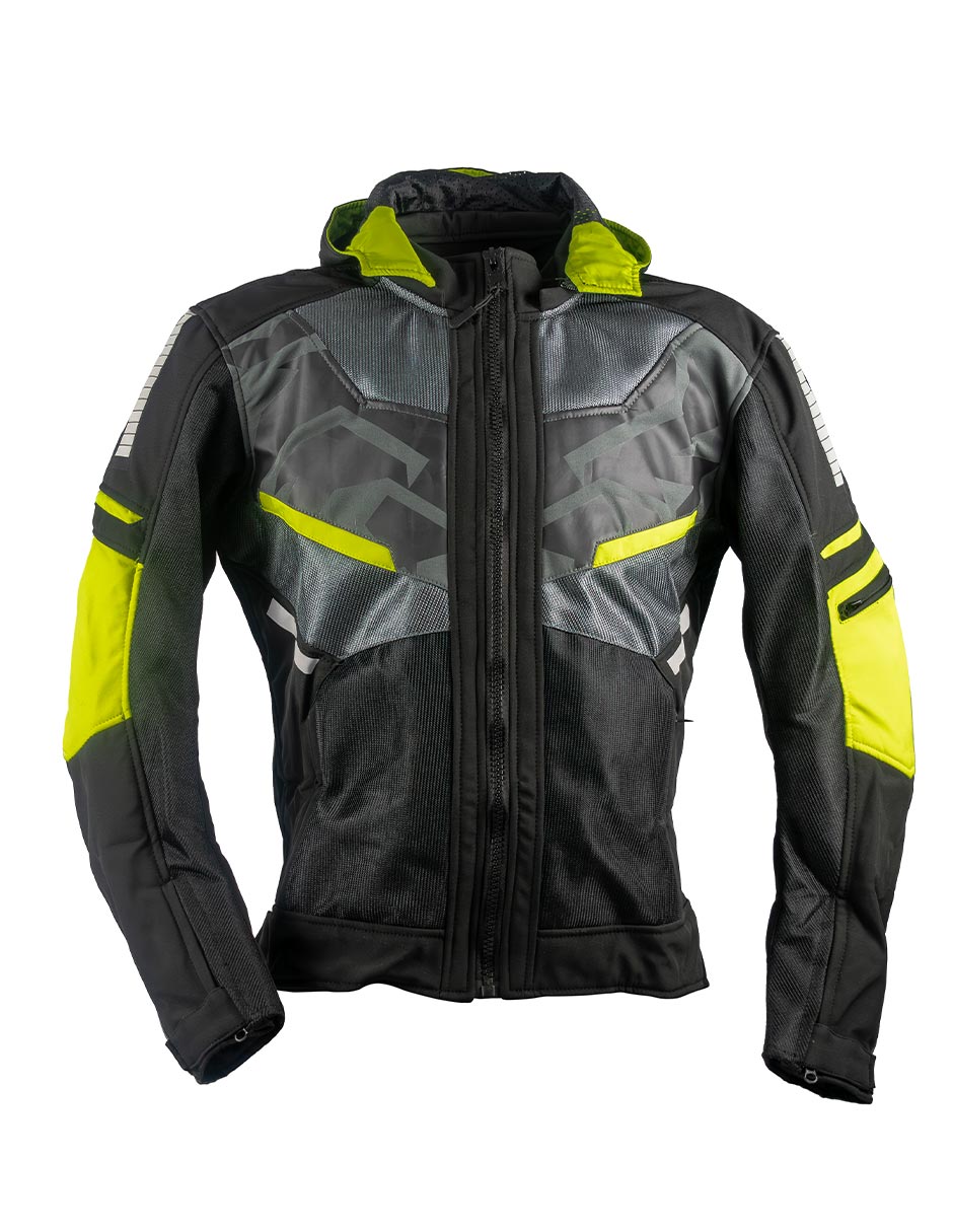 Foto 3 pulgar | Chamarra Para Moto Kov Hyper Negro/ Hivis Con Protección