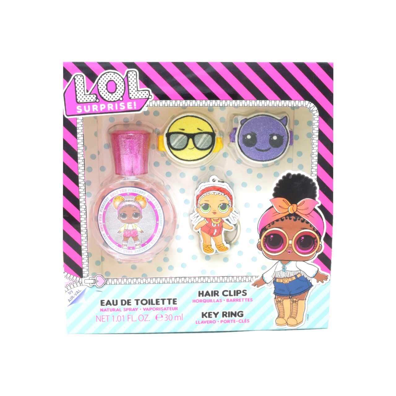Set LOL Surprise 4 PZAS 30ML Edt Spray Pinzas para Cabello 2 PZAS y Llavero $499
