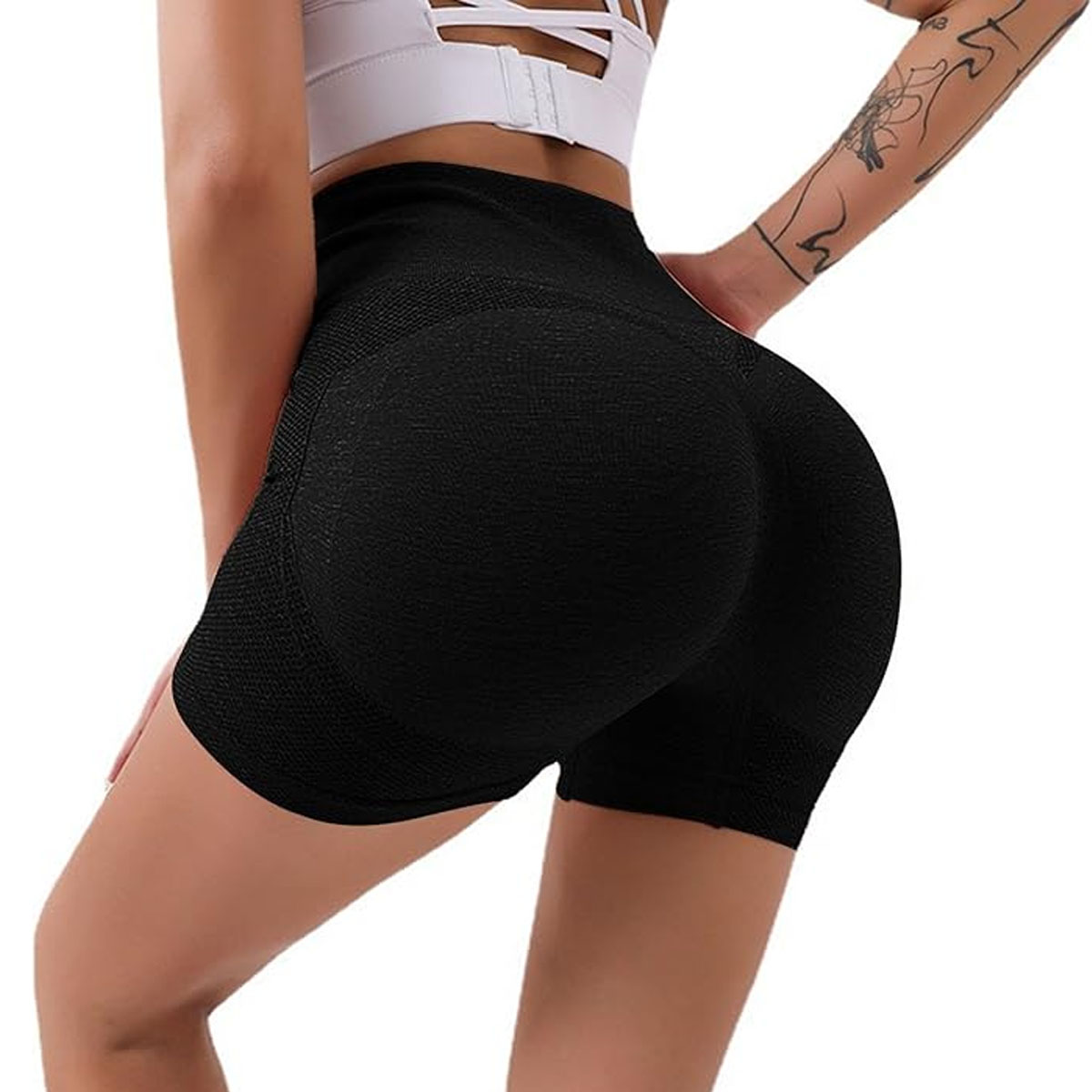 Shorts Deportivos Push Up Negro para Mujer