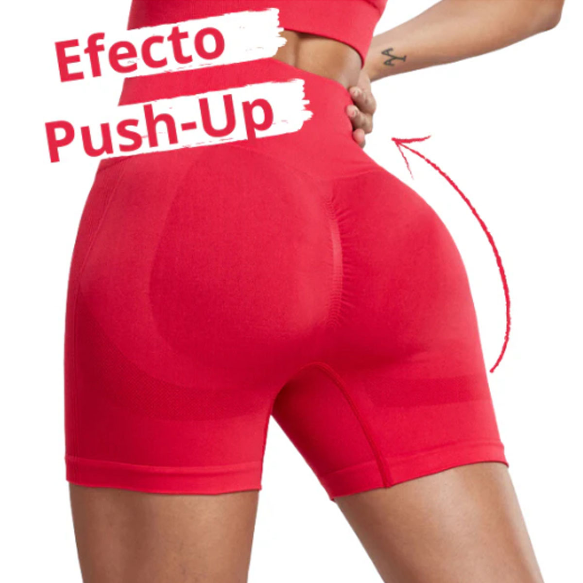 Foto 4 pulgar | Shorts Deportivos Push Up Rojo para Mujer