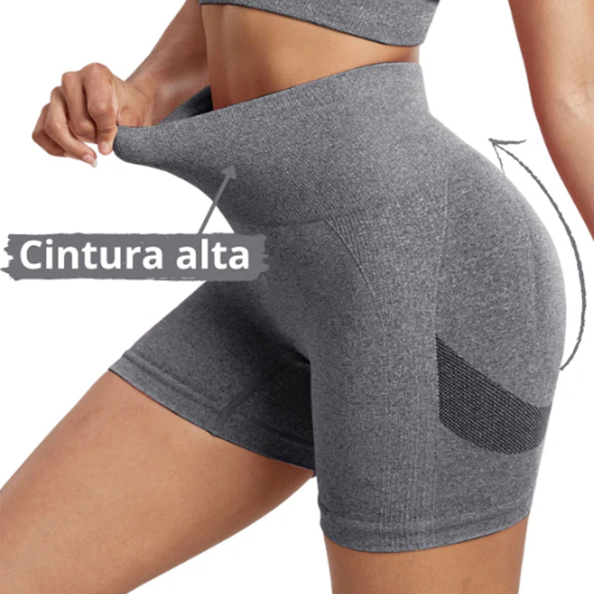 Foto 5 pulgar | Shorts Deportivos Push Up Gris para Mujer