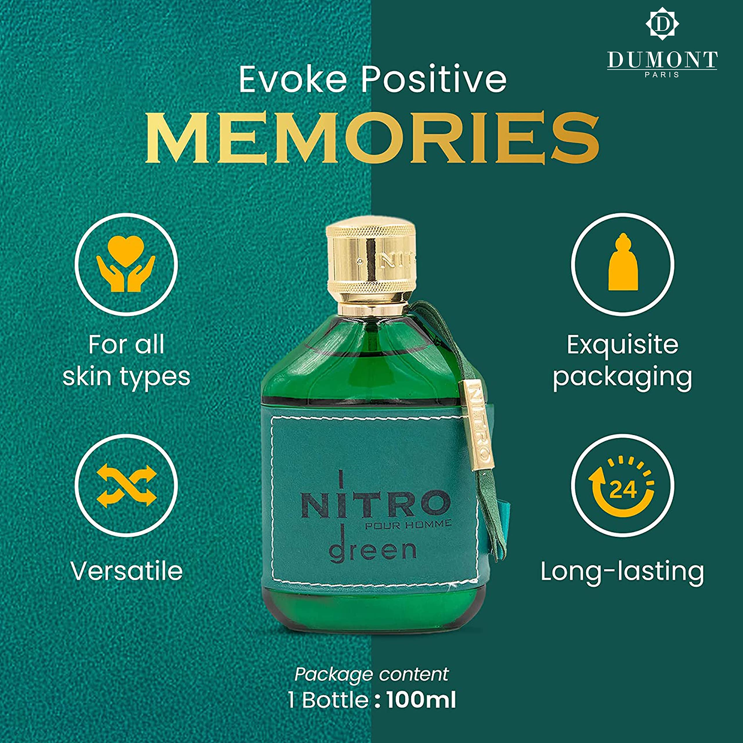 Foto 4 pulgar | Perfume Dumont Nitro Green Eau De Parfum 100 ml para Hombre - Venta Internacional