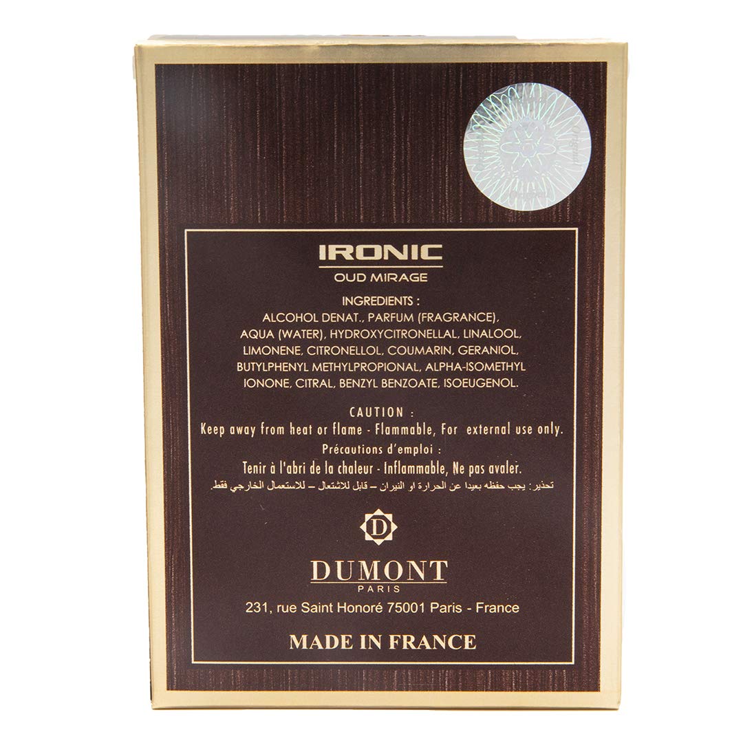 Foto 5 pulgar | Perfume Dumont Ironic Oud Mirage Pour Homme para Hombre 100 ml para Hombre - Venta Internacional
