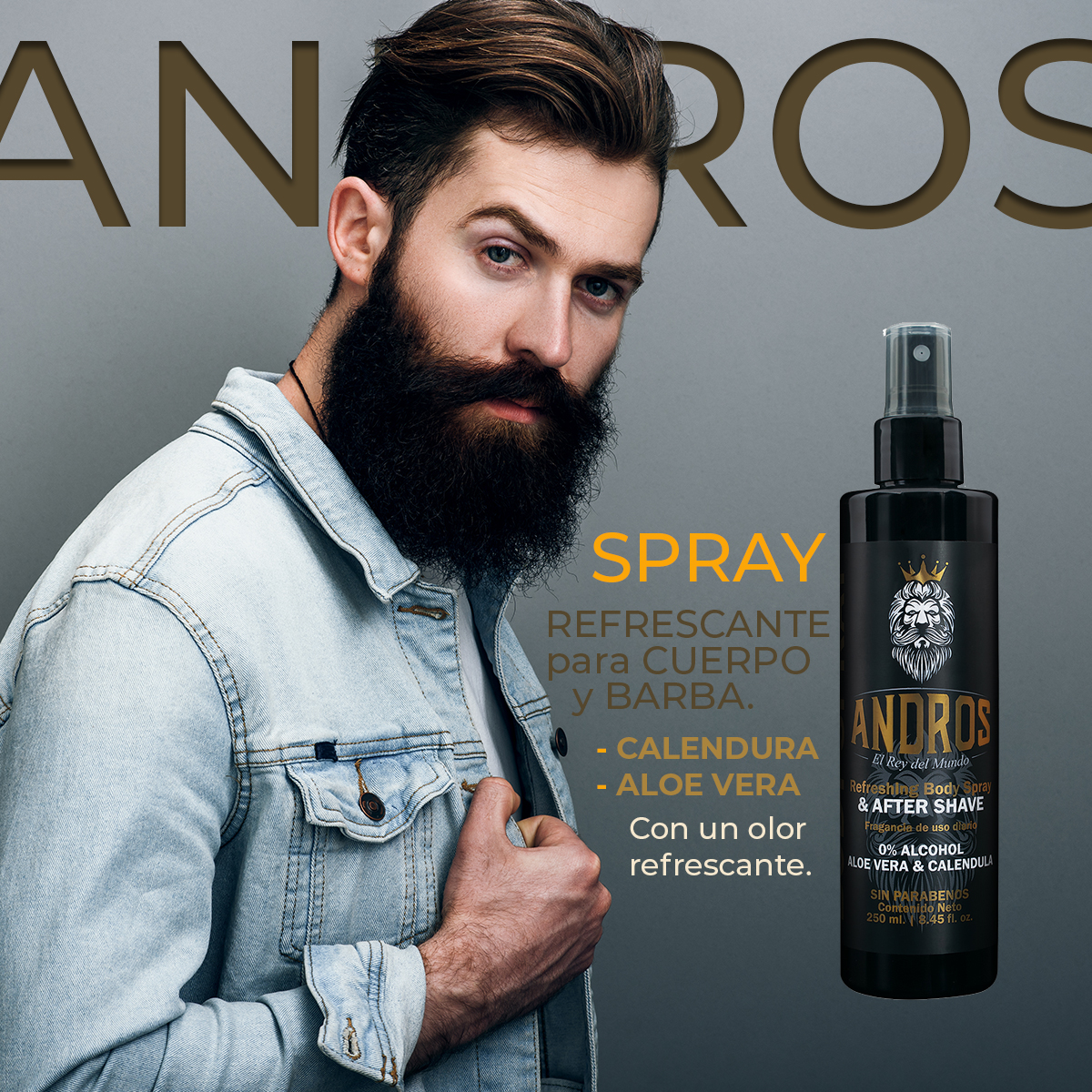 Foto 4 pulgar | Body Spray Andros 250 Ml Fragancia Corporal Para Hombres