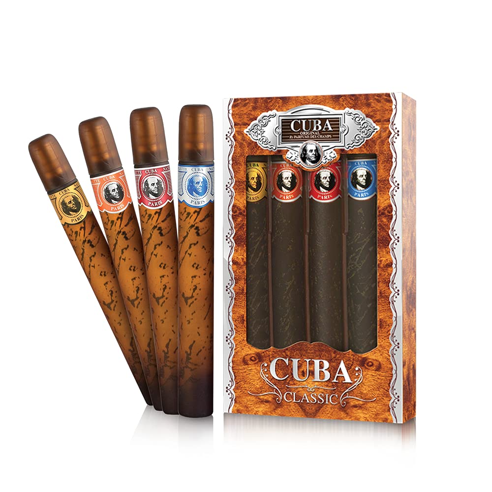 Set Variado Perfume Cuba Para Hombre, 4 Piezas Edt 35 Ml (dorado, Azul, Rojo Y Naranja) - Venta Internacional.
