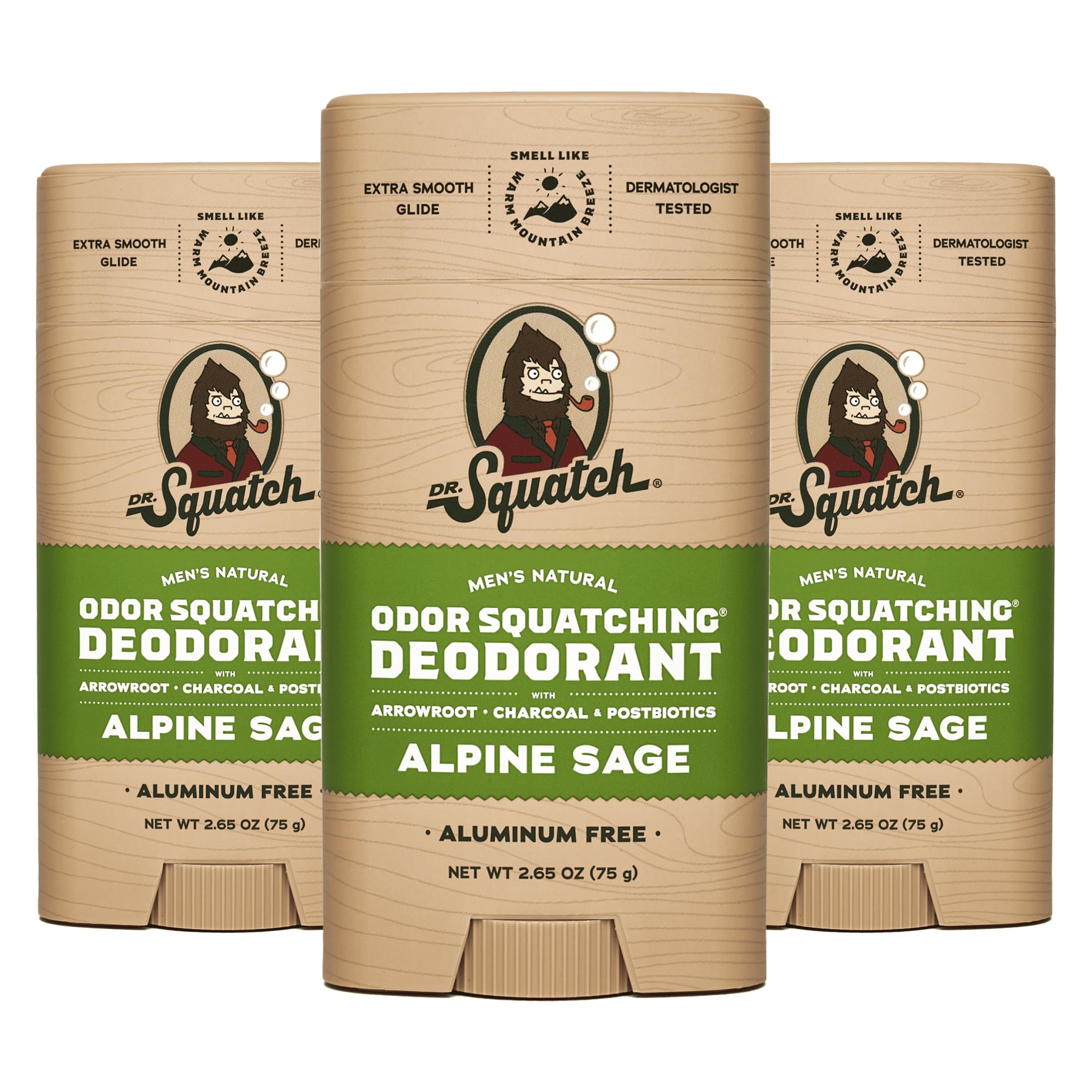 Desodorante Dr. Squatch Natural Alpine Sage Para Hombre, 80 Ml, Paquete De 3 - Venta Internacional.