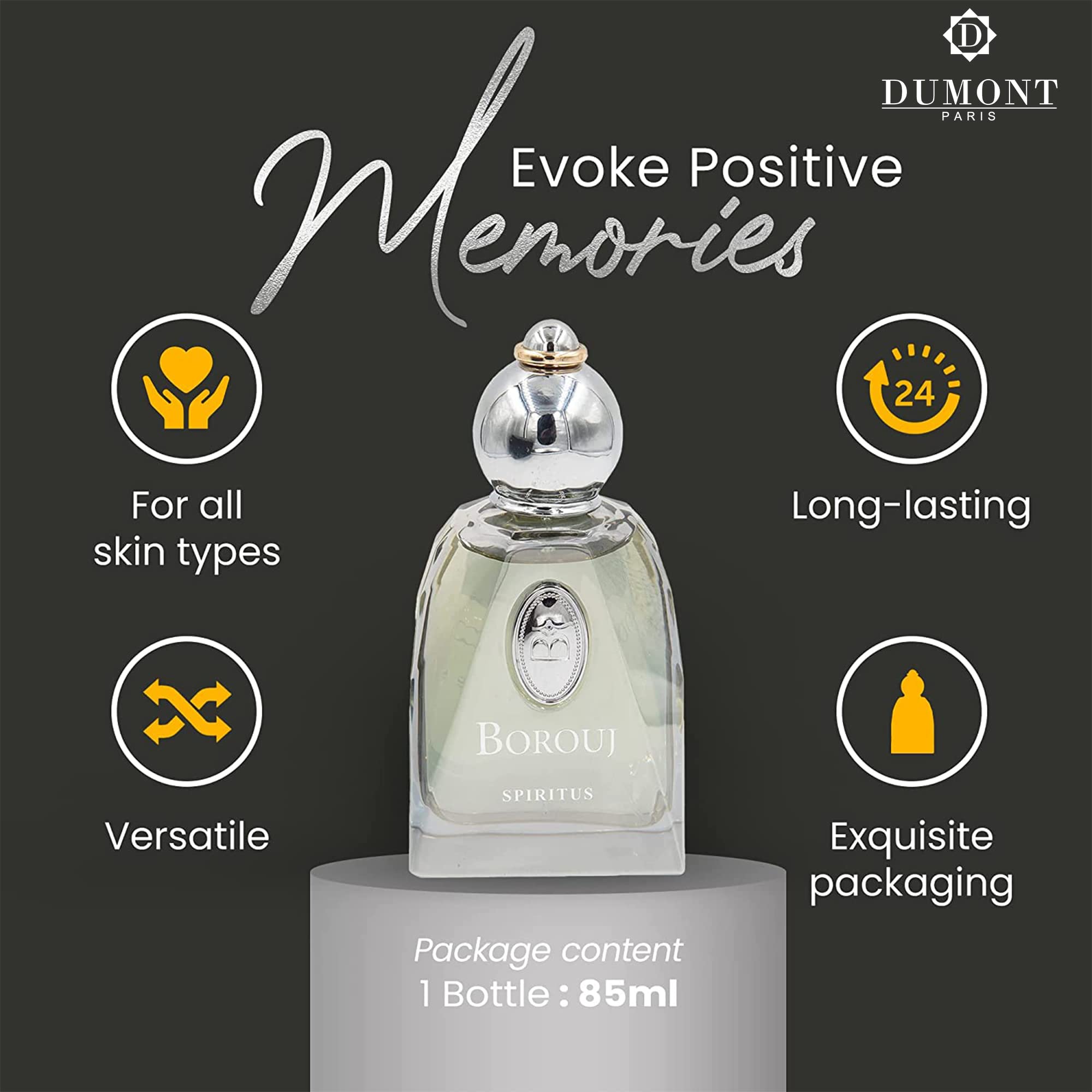 Foto 4 pulgar | Perfume Dumont Borouj Spiritus 85 Ml Unisex De Larga Duración - Venta Internacional.