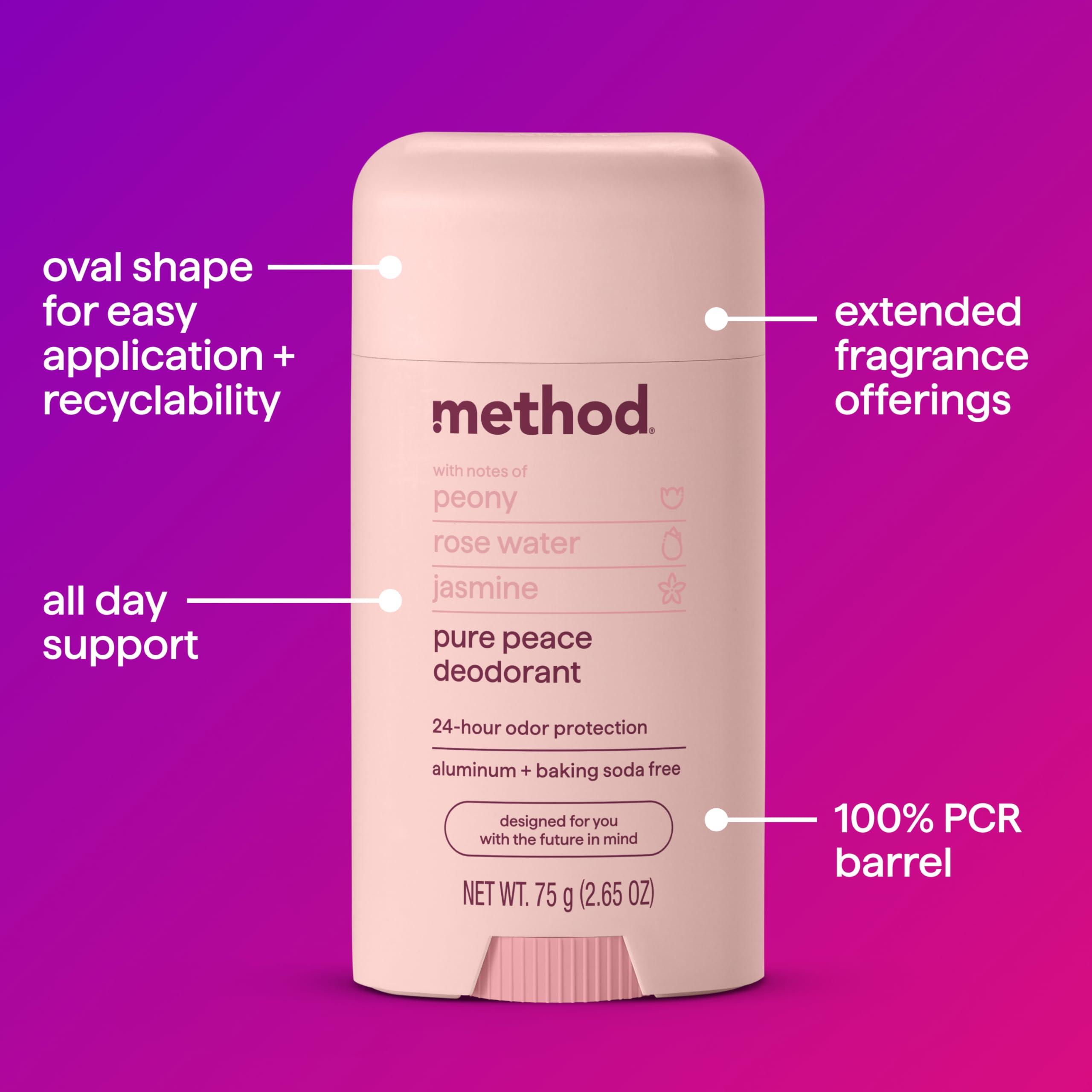 Foto 4 pulgar | Deodorant Method Pure Peace, 78 Ml, 24 Horas, Protección Contra Olores - Venta Internacional.