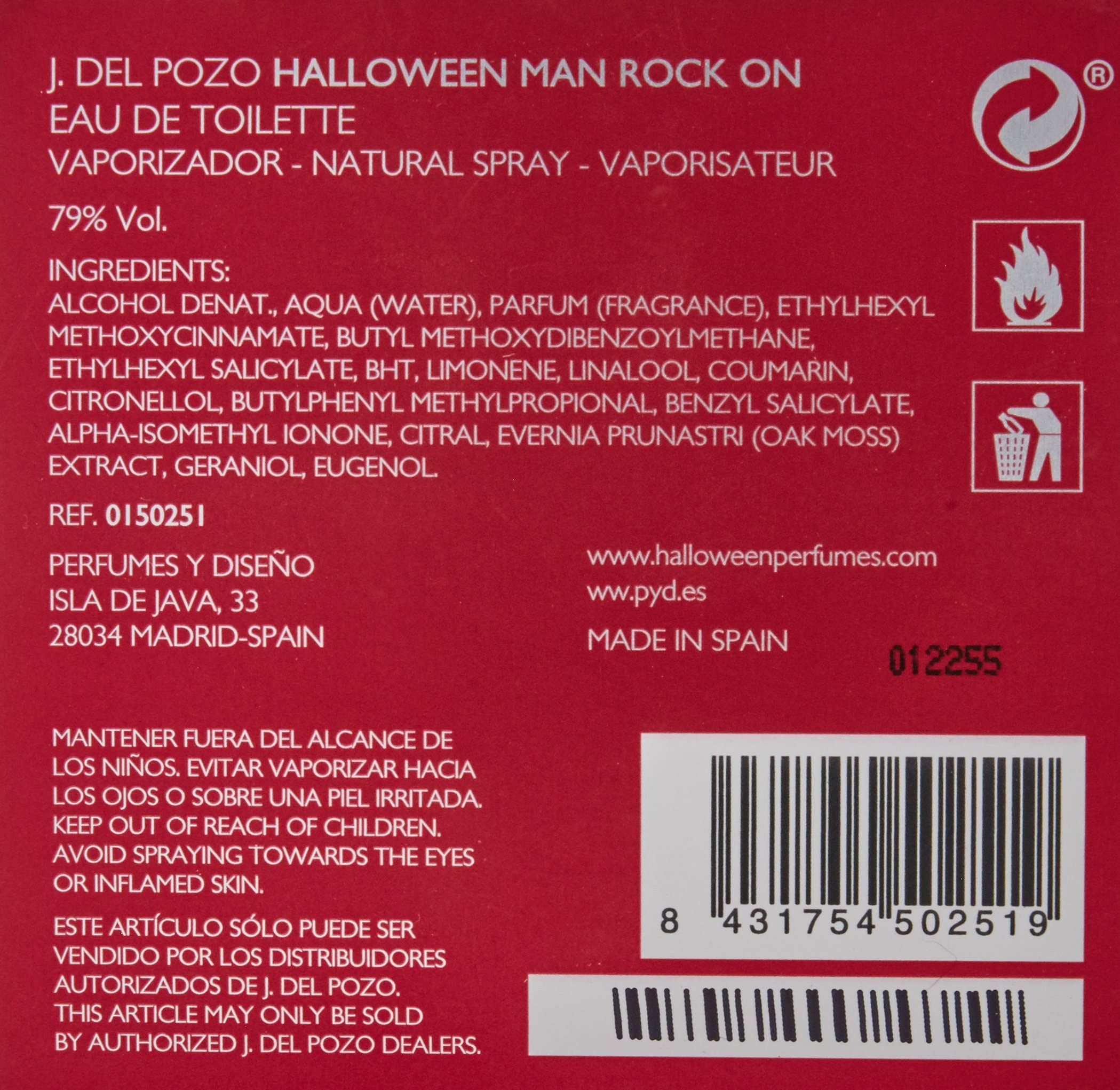 Foto 5 pulgar | Perfume J. Del Pozo Halloween Man Rock On Eau De Toilette 125 Ml - Venta Internacional.