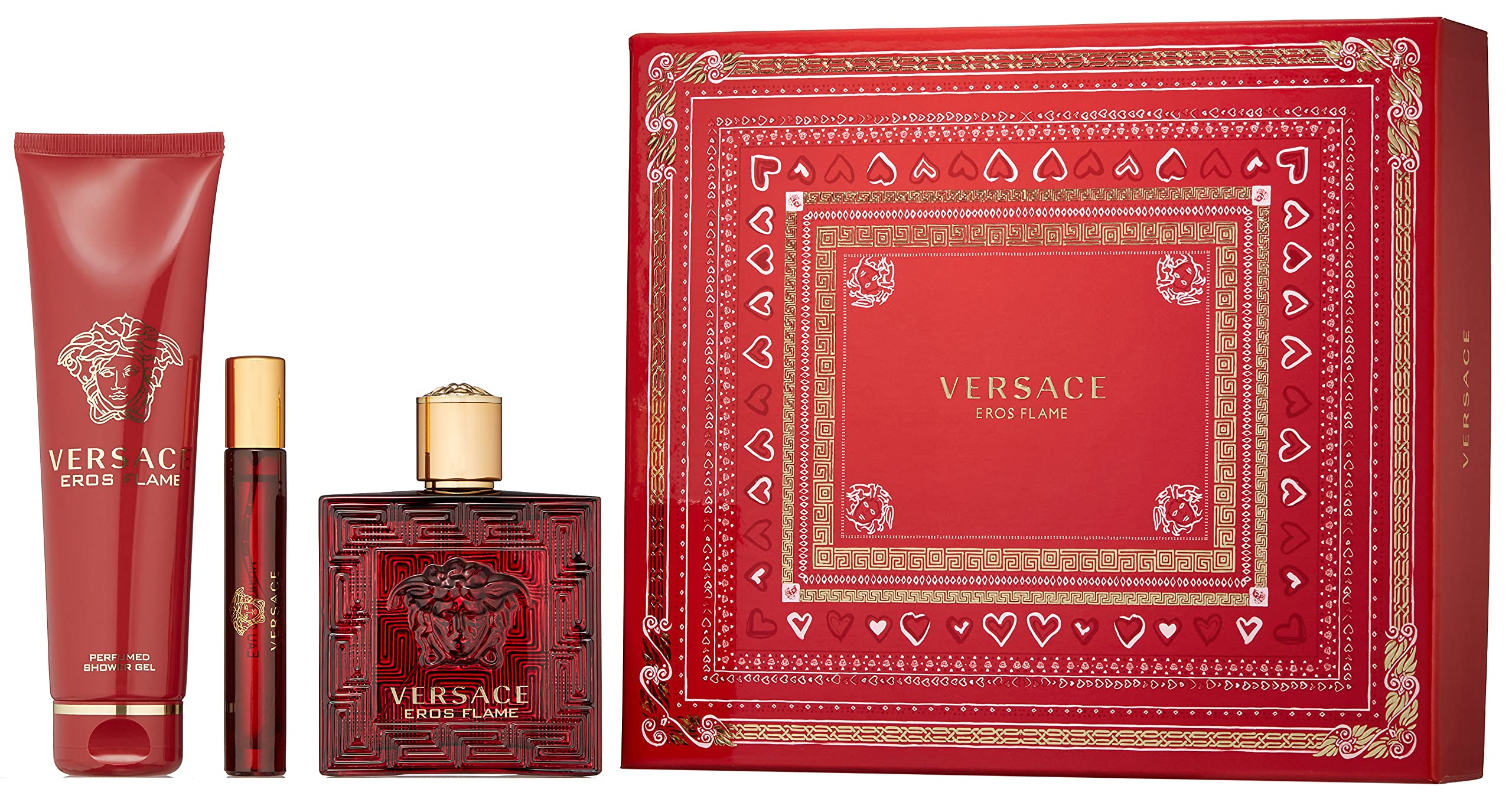 Foto 3 pulgar | Set de Regalo Perfume Versace Eros Flame Eau De Parfum 100 ml 3 Piezas - Venta Internacional