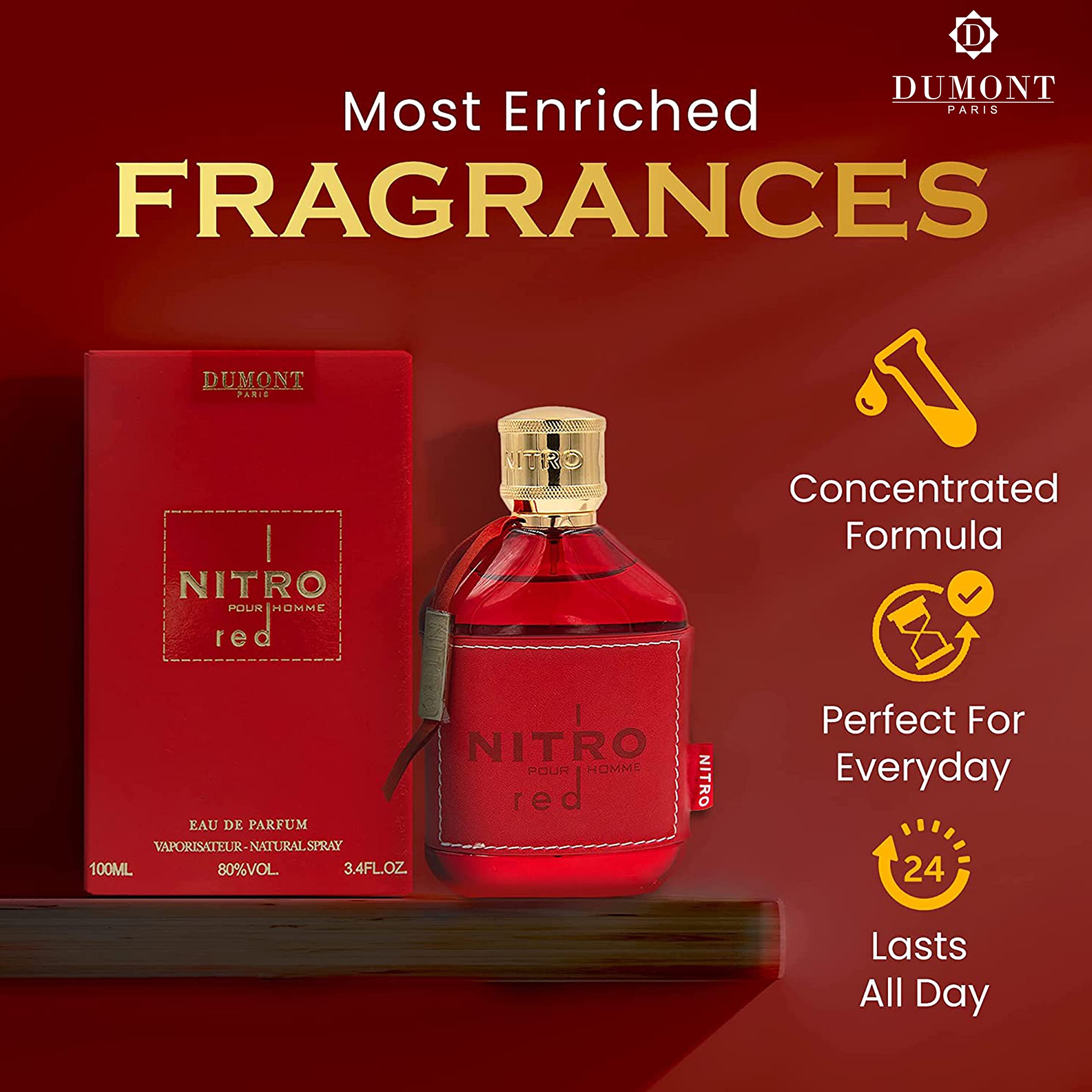 Foto 3 pulgar | Perfume Dumont Nitro Red Eau de Parfum 100 Ml para Hombre- Venta Internacional