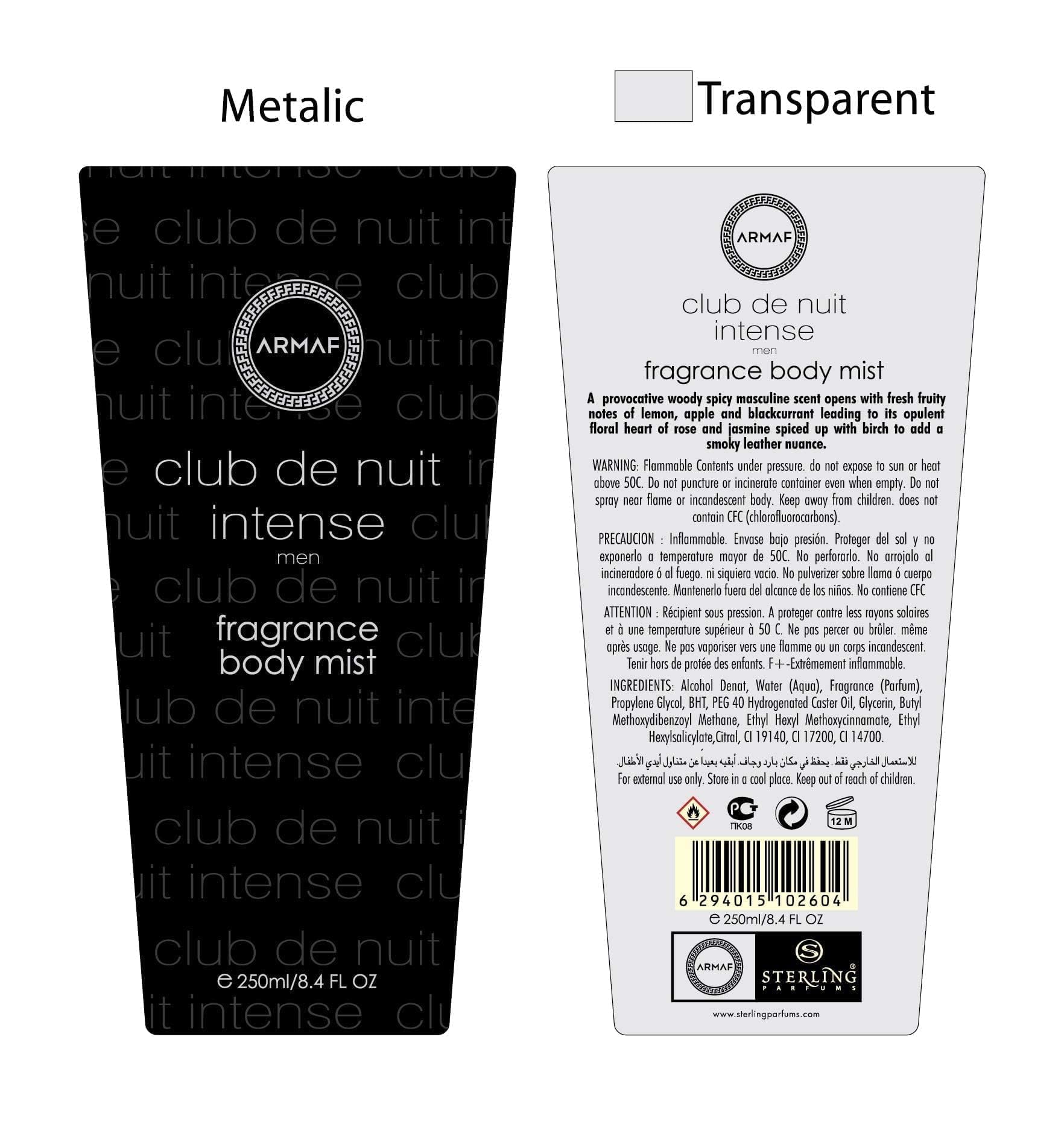 Foto 3 pulgar | Spray Corporal Armaf Club de Nuit Intense para Hombre 250 ml - Venta Internacional