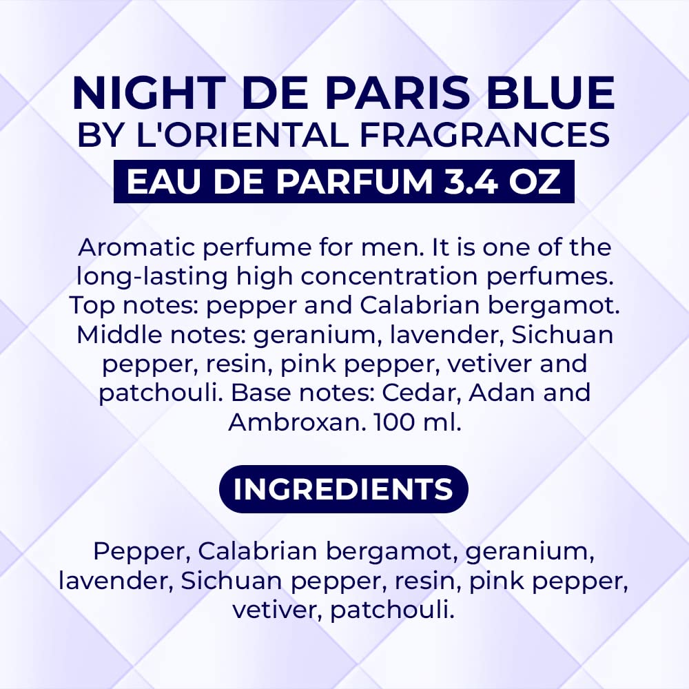 Foto 8 pulgar | Perfume L'orientale Fragrances Night De Paris Blue 100 Ml Edp - Venta Internacional.