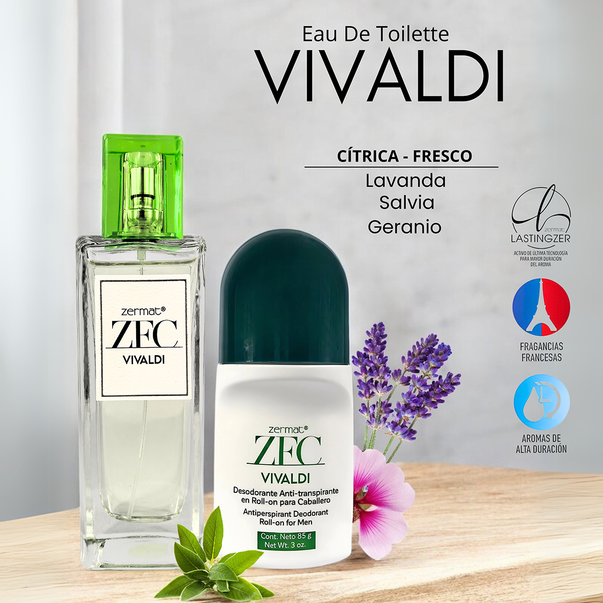 Foto 4 pulgar | Paquete Perfume Zermat Vivaldi 100ml Caballero + Desodorante