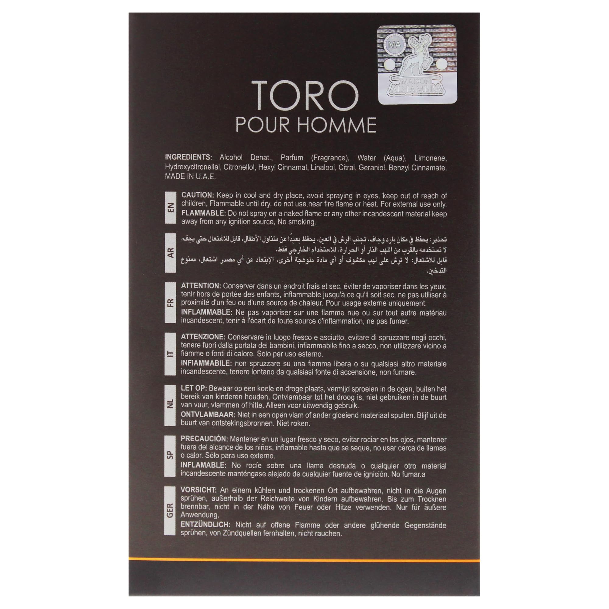 Foto 8 pulgar | Perfume Maison Alhambra Toro Edp 100 Ml Para Hombre - Venta Internacional.