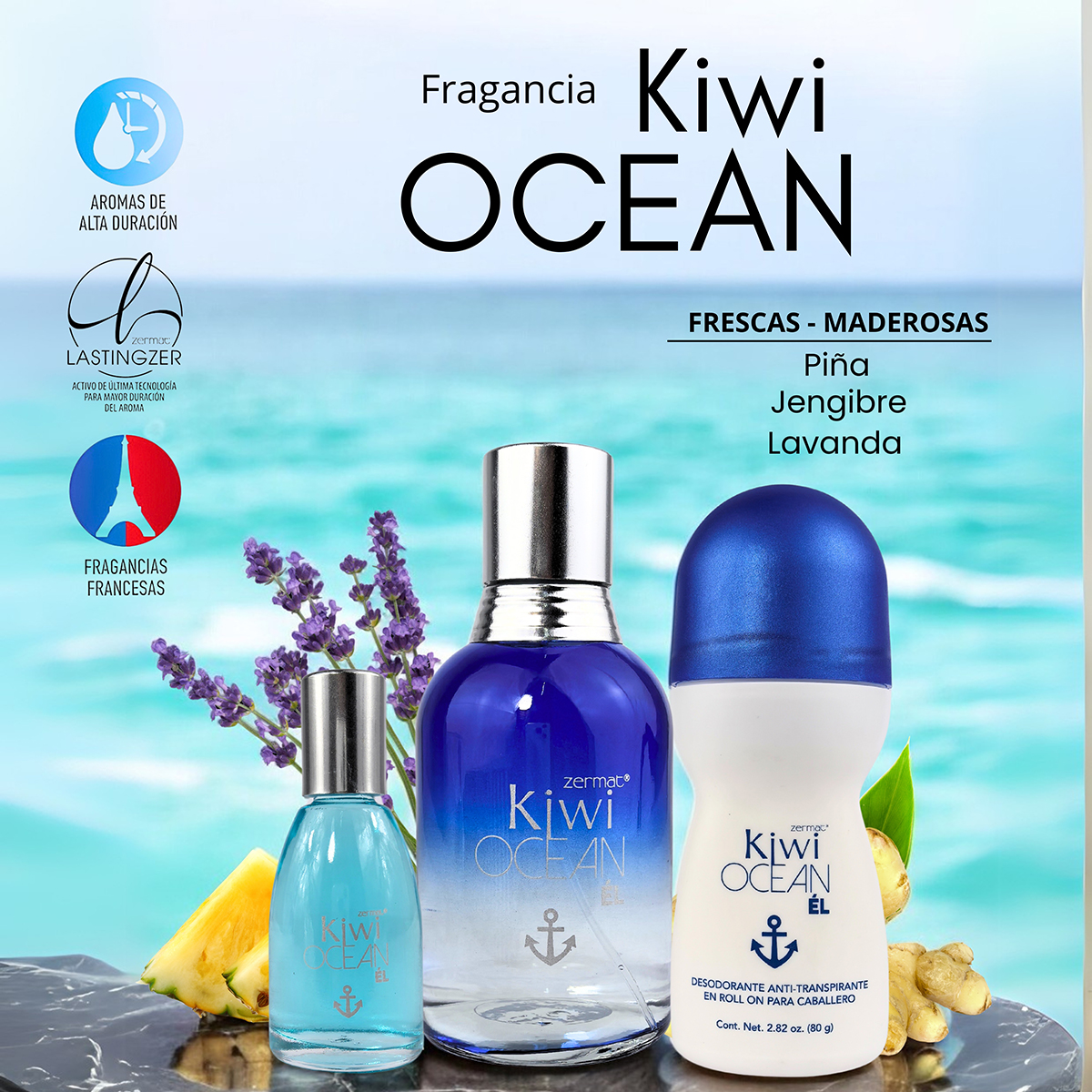 Foto 4 pulgar | Paquete Kiwi Ocean Zermat Caballero 135 ml + Desodorante