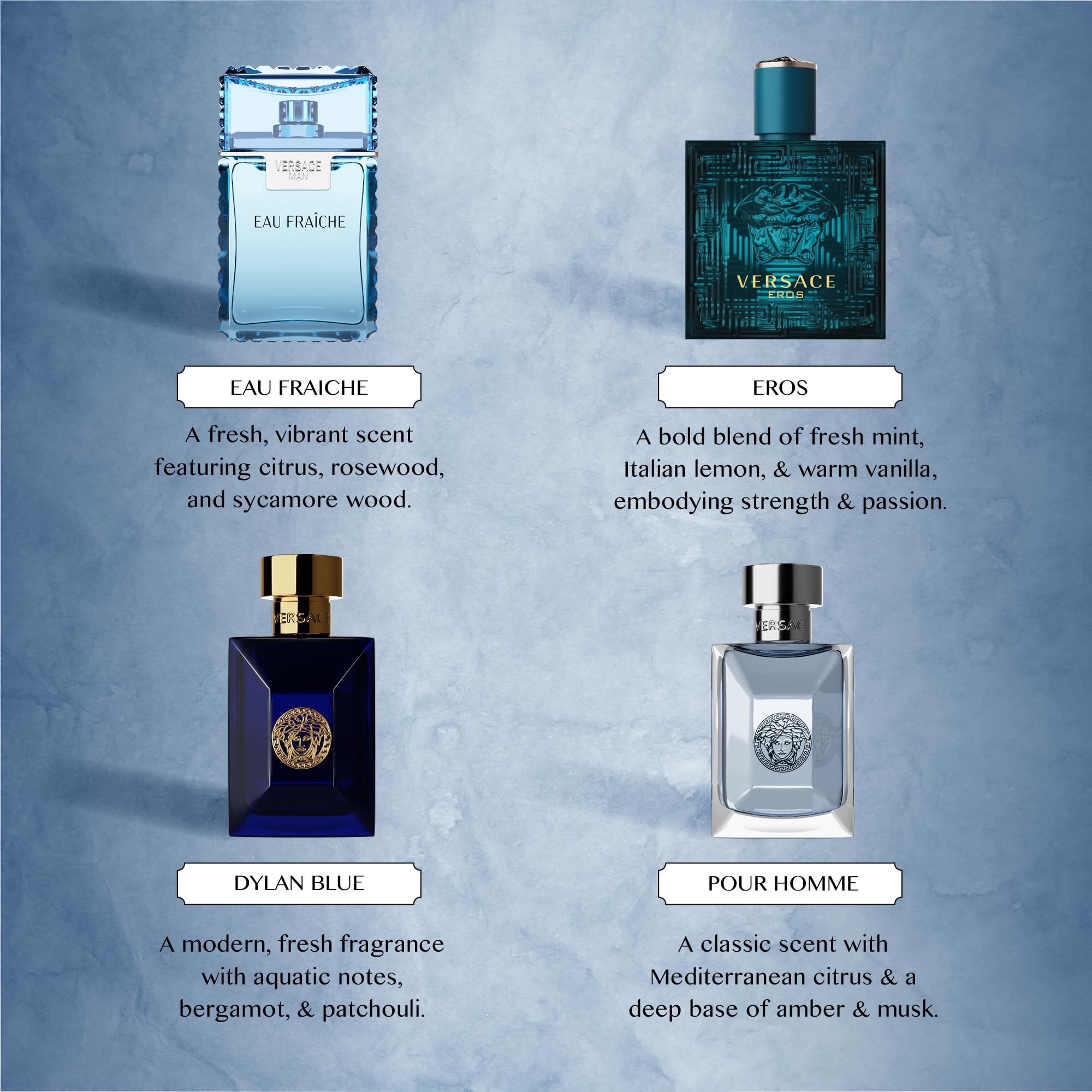 Foto 3 pulgar | Set De Perfume Versace Cologne Para Hombre Eros, Pour Homme, Dylan Blue - Venta Internacional.