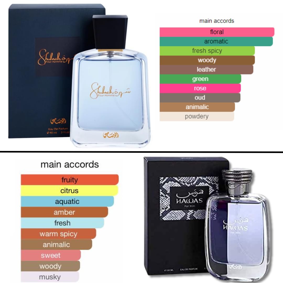 Foto 3 pulgar | Perfume Rasasi Hawas Para Él Edp De 100 Ml Y Shuhrah Para Hombre De 90 Ml - Venta Internacional.