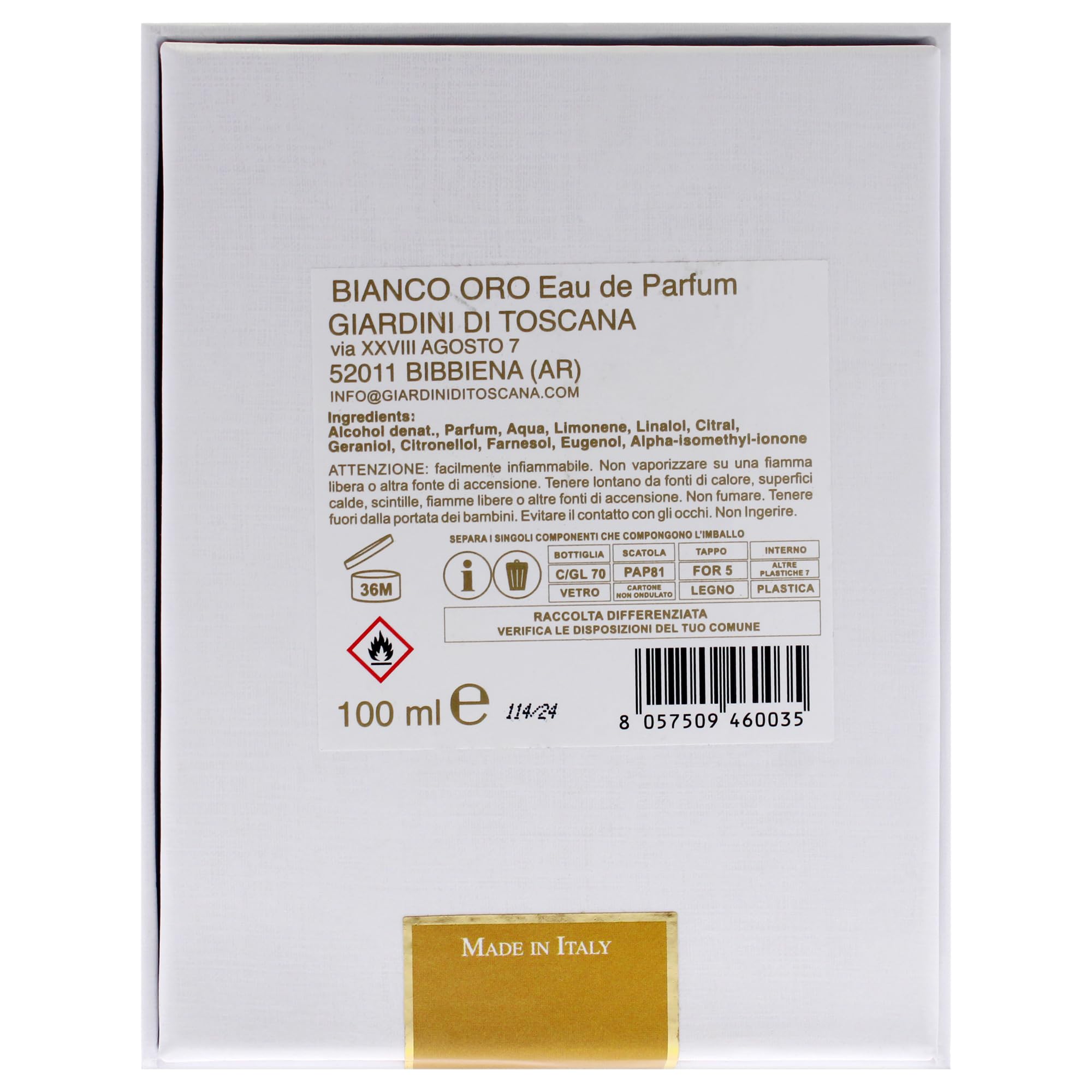 Foto 8 pulgar | Perfume Ducci Giardini Di Toscana Bianco Oro Edp, 100 Ml, Unisex - Venta Internacional.
