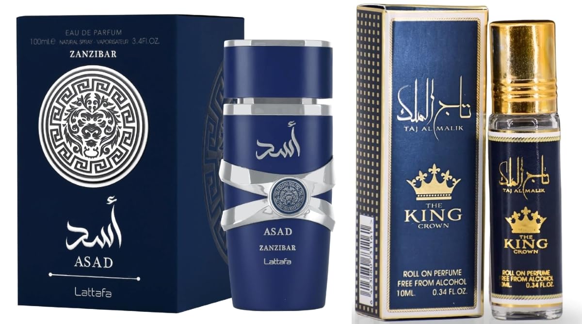 Set De Perfume Asad Zanzibar Para Hombre Eau De Parfum 100 Ml + Aceite De Perfume Taj Al Malik 10 Ml - Venta Internac