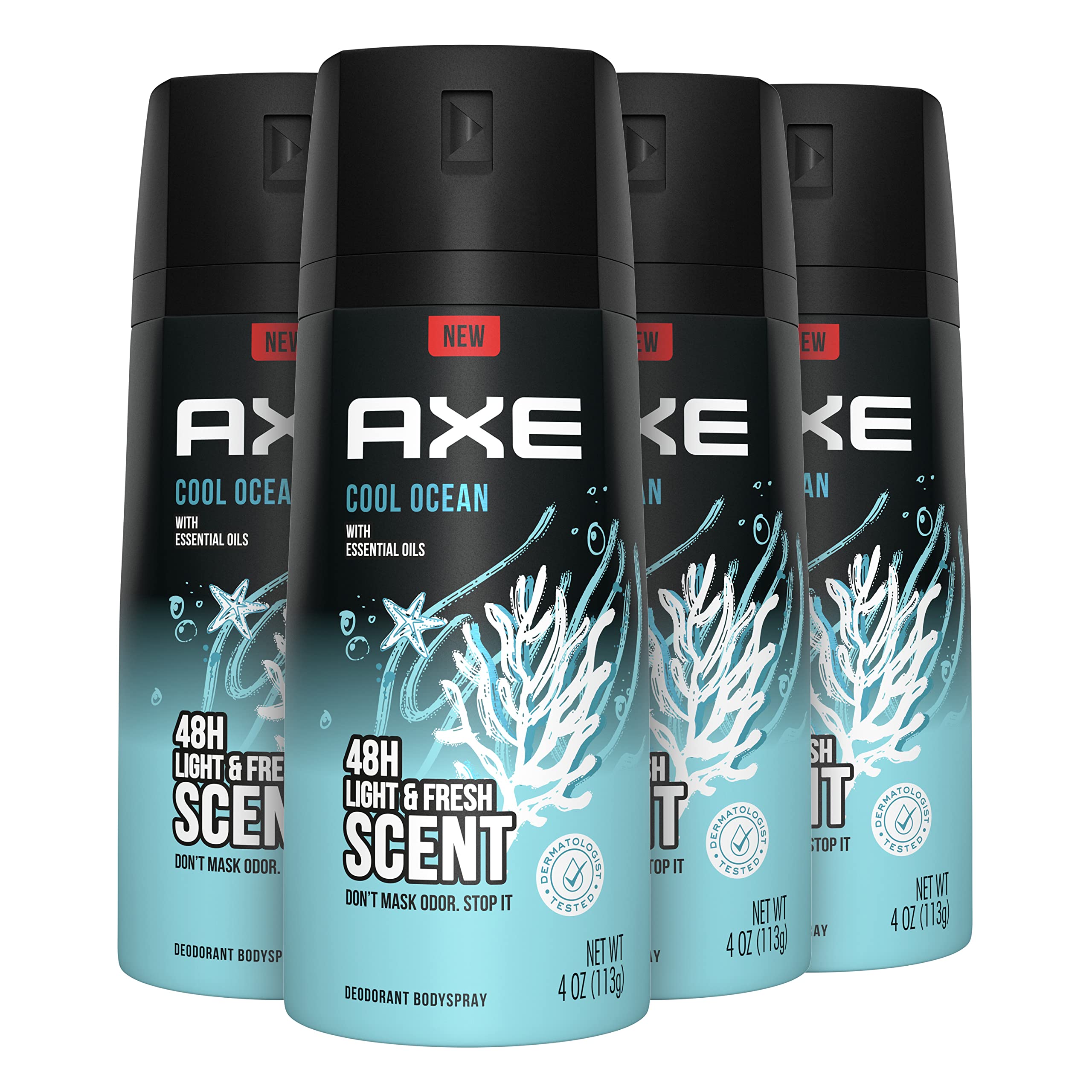 Desodorante Corporal Axe Dual Action Cool Ocean, 120 Ml, Paquete De 4 - Venta Internacional.