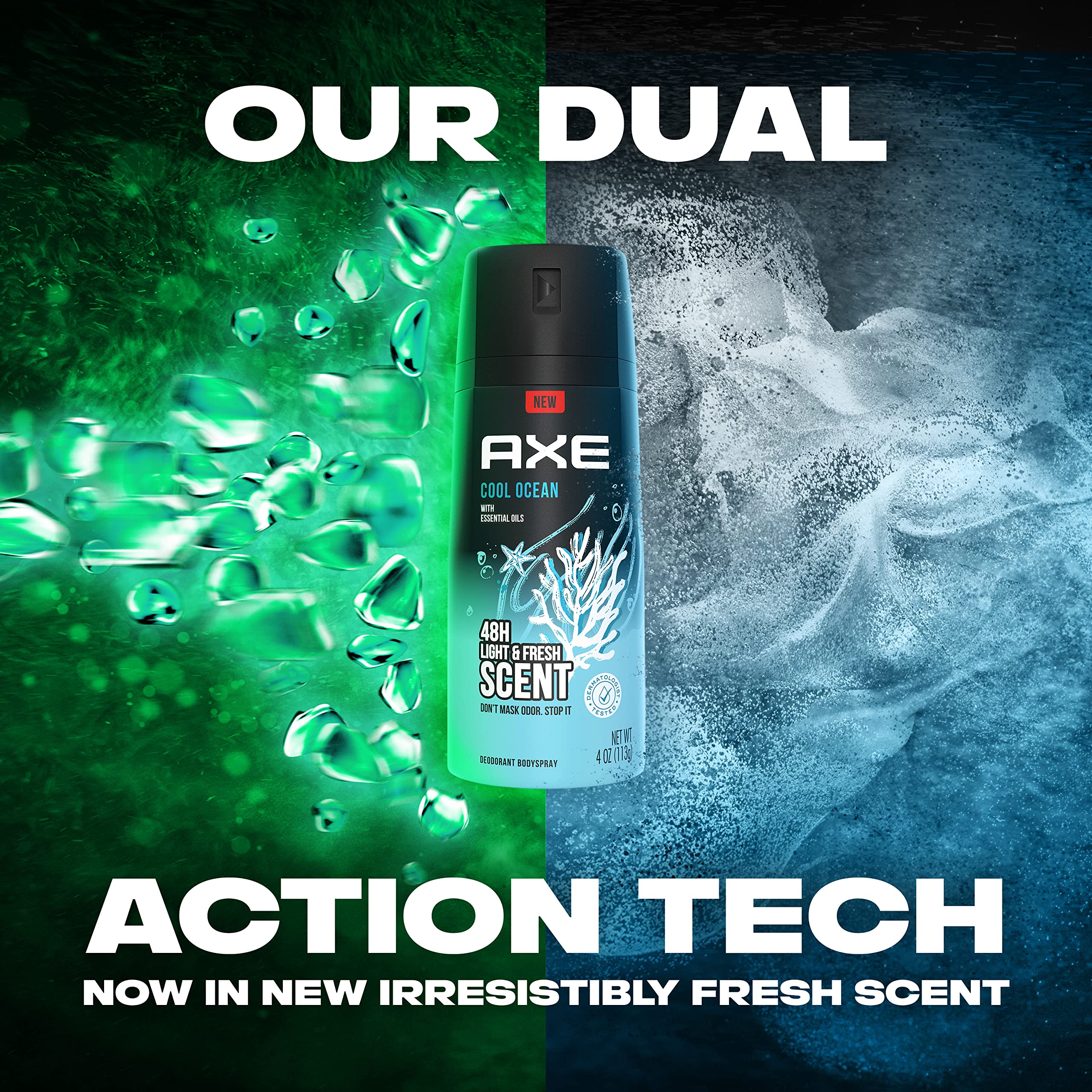 Foto 5 pulgar | Desodorante Corporal Axe Dual Action Cool Ocean, 120 Ml, Paquete De 4 - Venta Internacional.