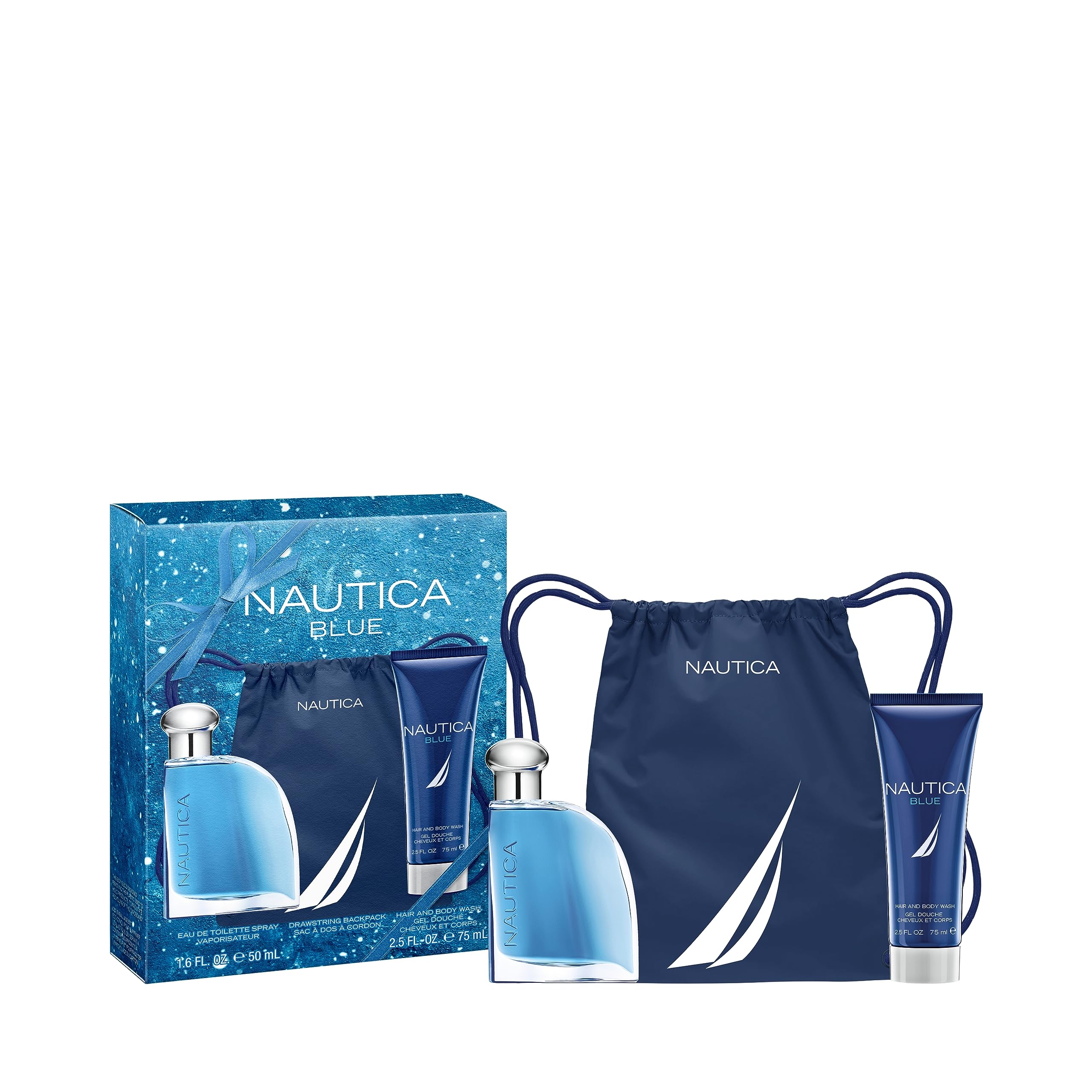 Perfume Nautica Blue Eau De Toilette 50 Ml Con Gel De Baño 75 Ml - Venta Internacional.
