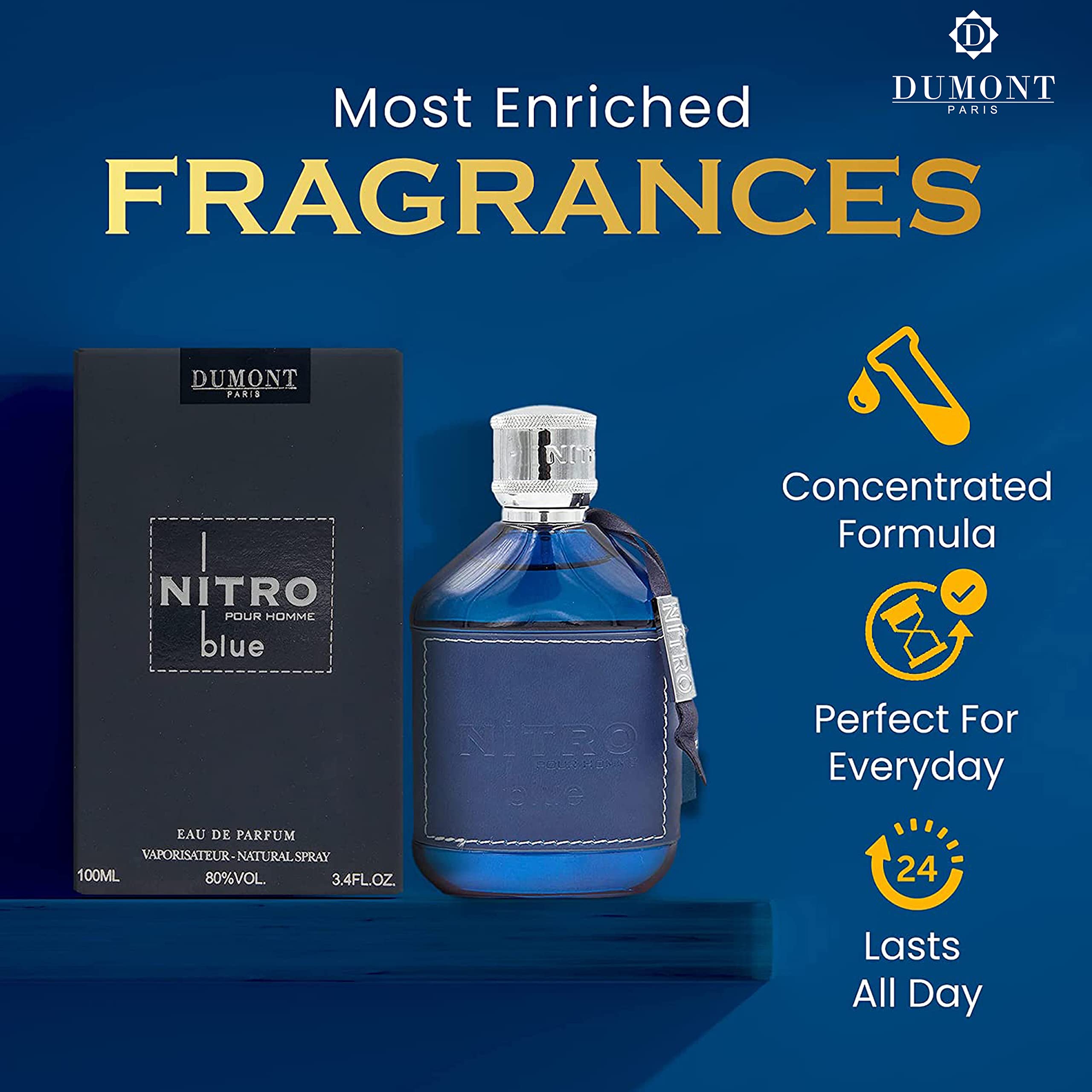 Foto 3 pulgar | Perfume Dumont Nitro Blue Eau De Parfum 100 Ml Para Hombre - Venta Internacional.