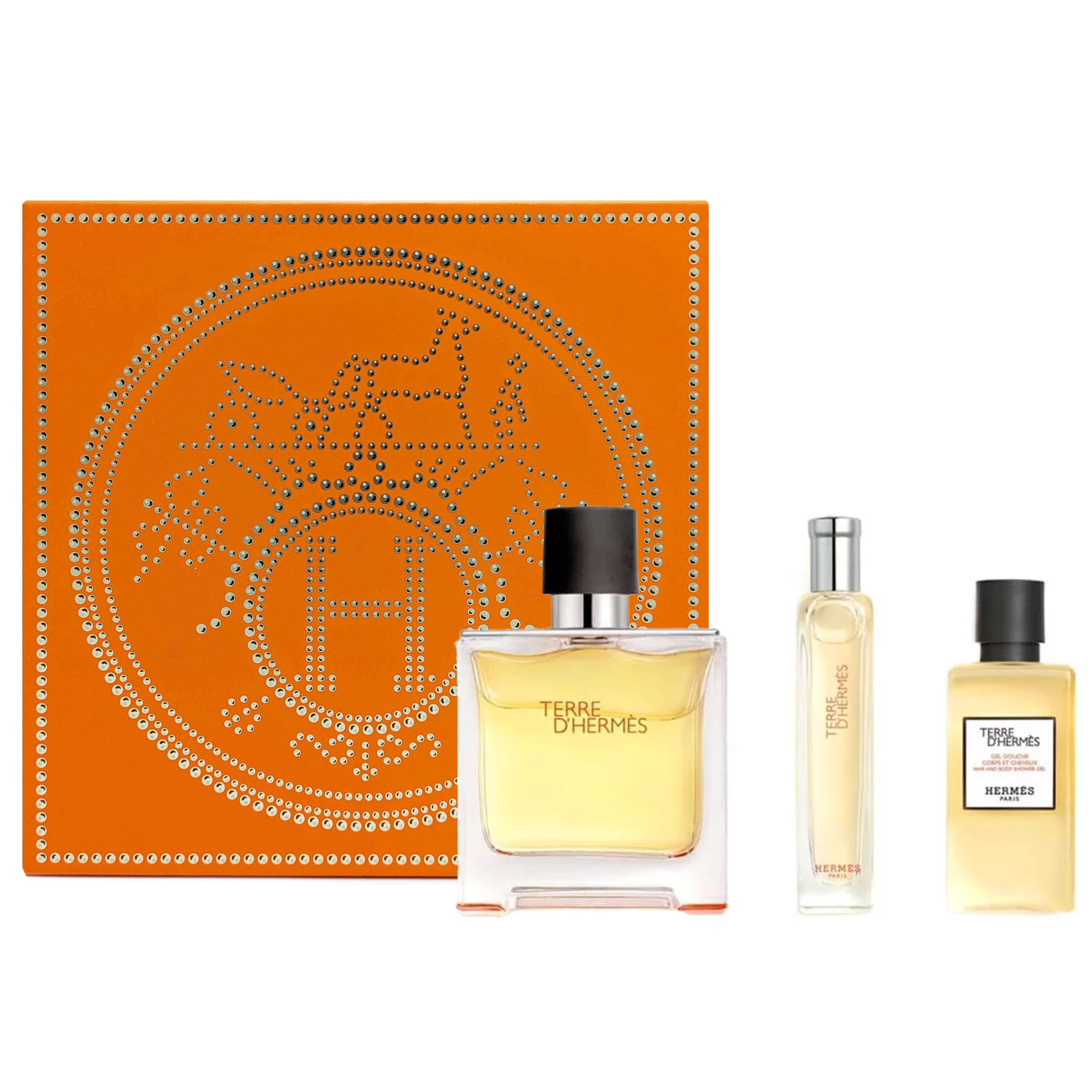 Set De Regalo Perfume Hermes Terre D'hermes Para Hombre Edp 75 Ml + Mini Edp 15 Ml + Gel De Ducha 40 Ml - Venta In