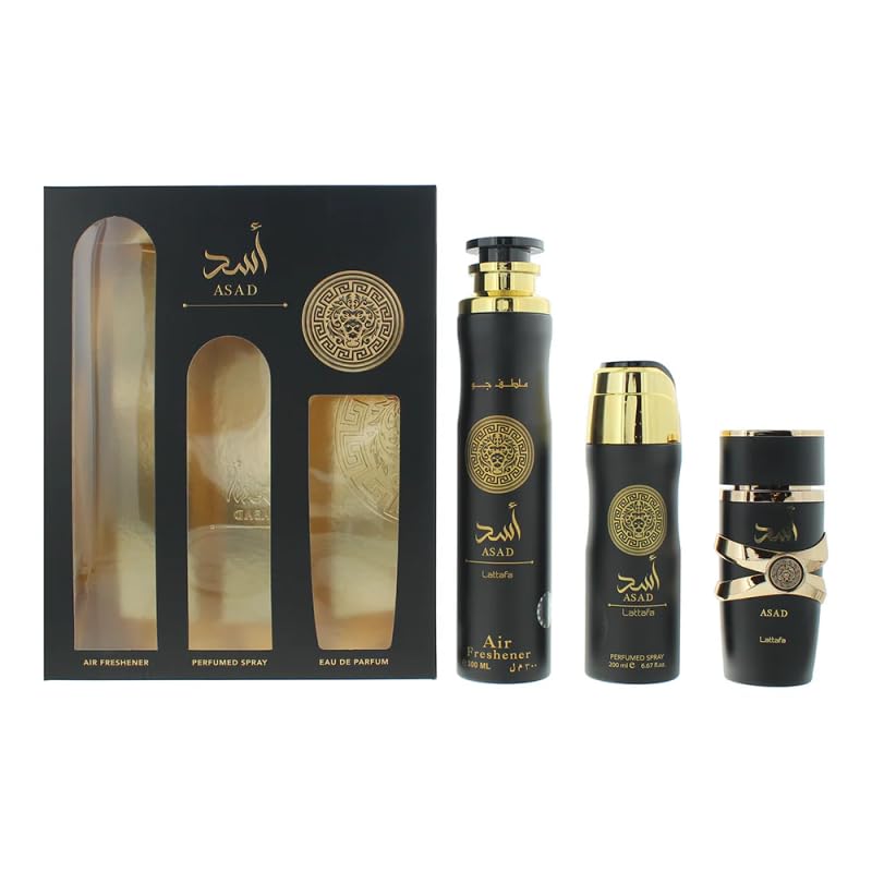 Foto 2 | Set De Regalo Perfume Lattafa Asad Para Hombre De 100 Ml, Más Deo 200 Ml, Ambientador De 300 Ml - Venta Internacional.