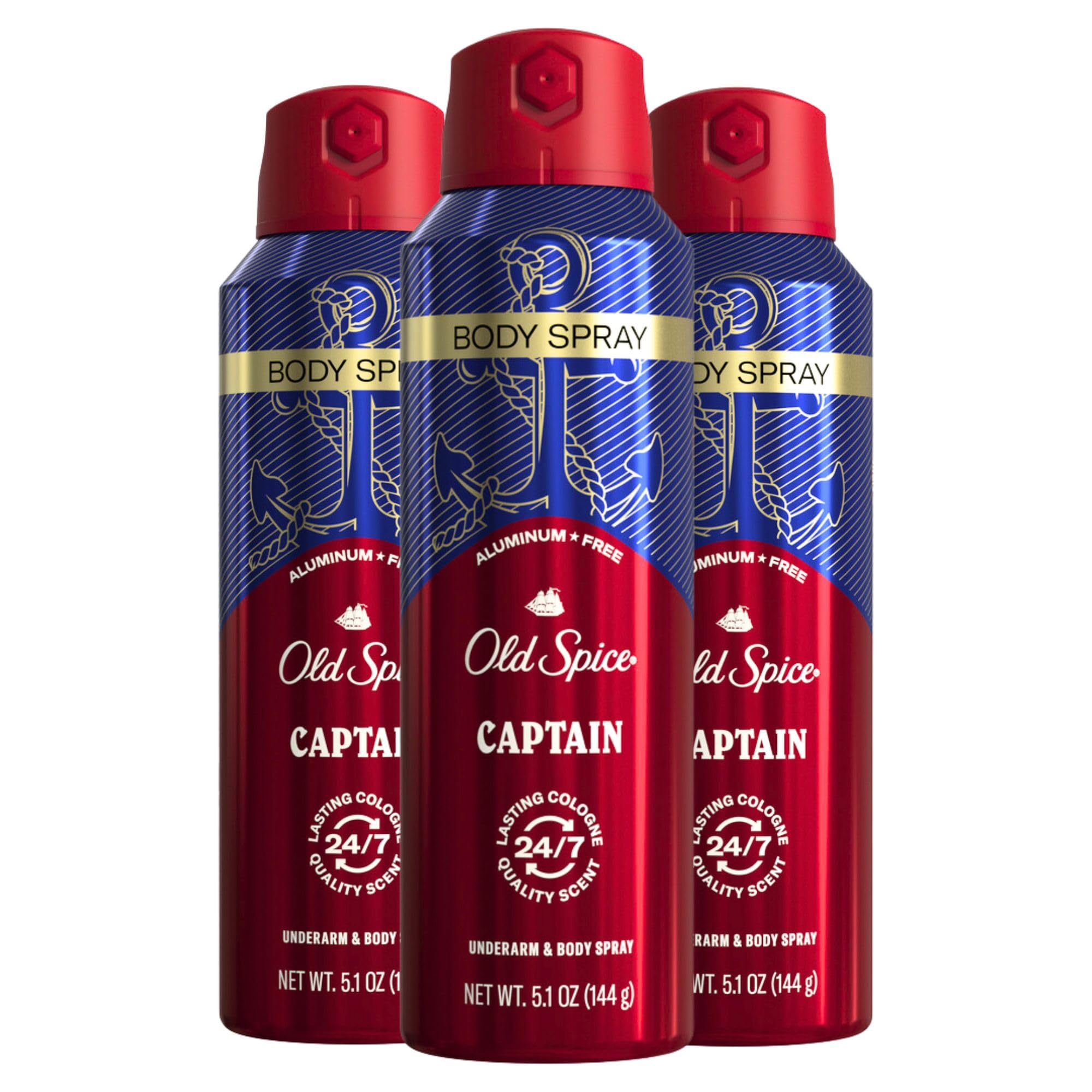 Spray Corporal Old Spice Captain Sin Aluminio Para Hombre, 150 Ml X 3 - Venta Internacional.