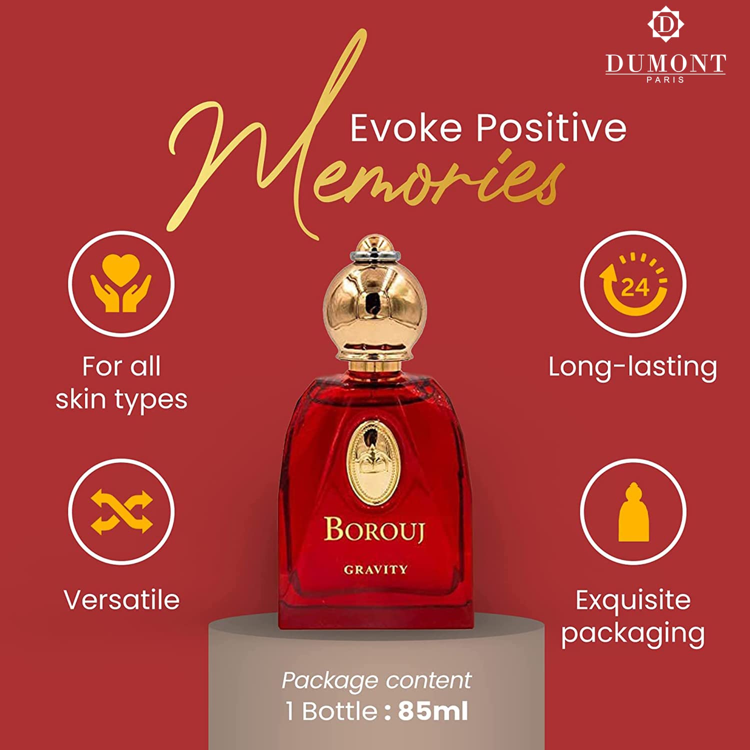 Foto 4 pulgar | Perfume Dumont Borouj Gravity, 85 Ml, Unisex, Madera De Agar Y Vainilla - Venta Internacional.