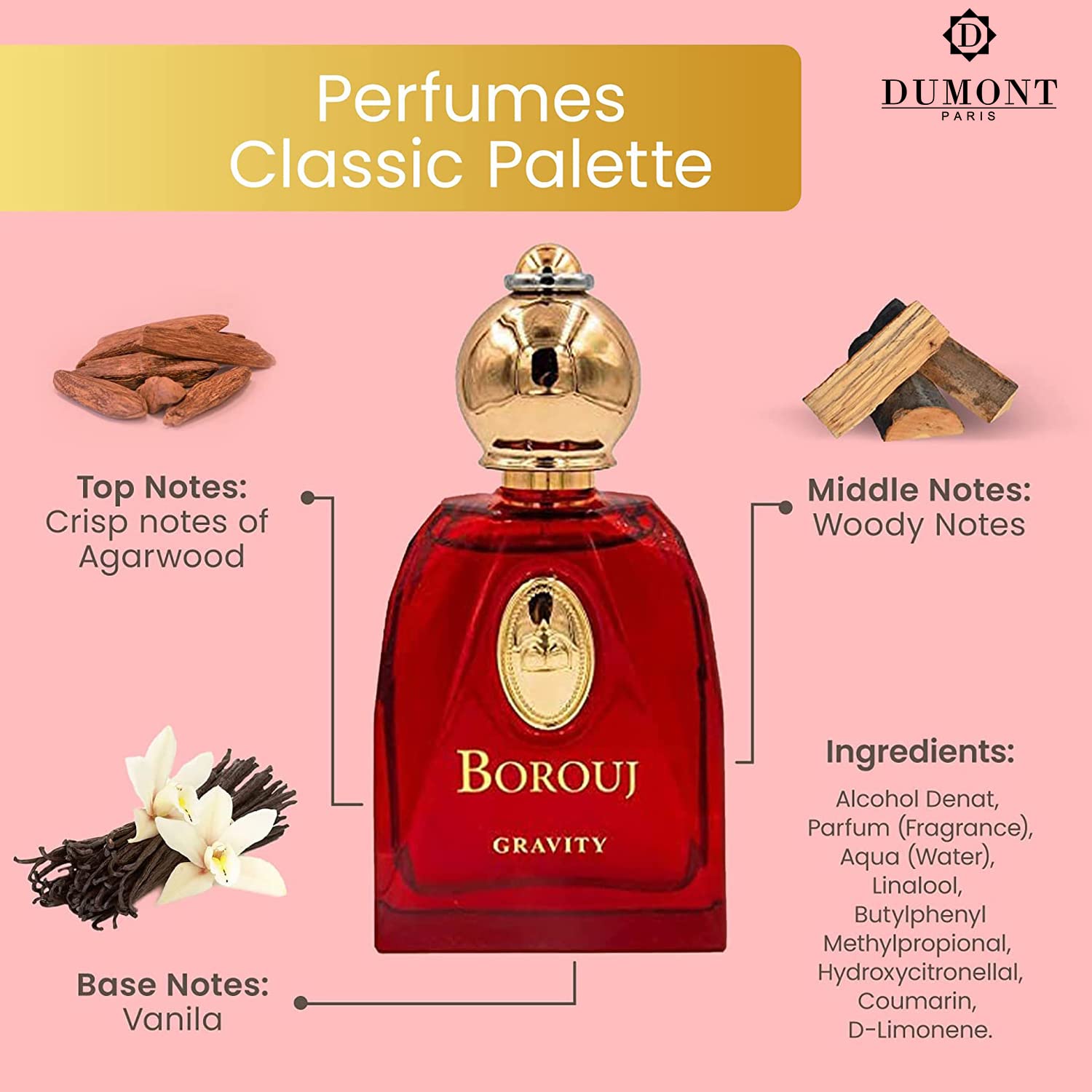 Foto 7 pulgar | Perfume Dumont Borouj Gravity, 85 Ml, Unisex, Madera De Agar Y Vainilla - Venta Internacional.