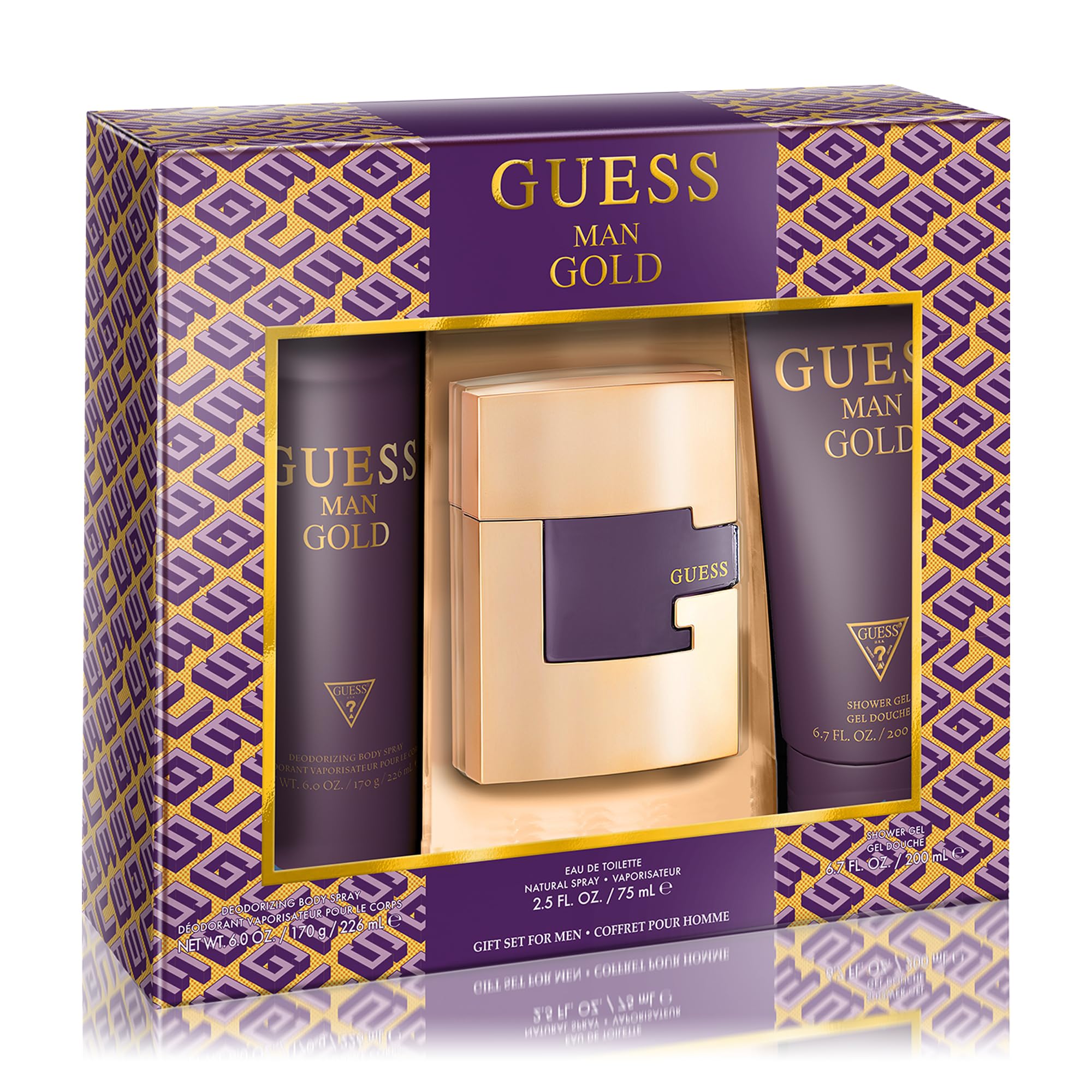 Set De Regalo Perfume Guess Man Gold Para Hombre 75 Ml Edt + Desodorante - Venta Internacional.