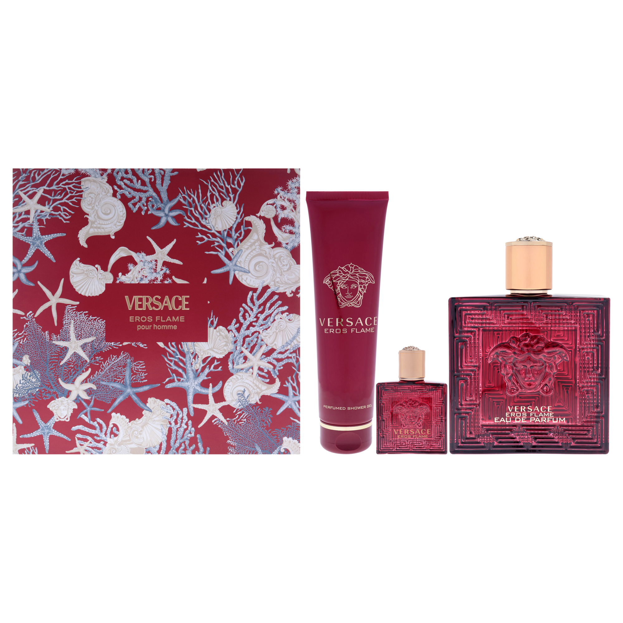 Set De Regalo Perfume Versace Eros Flame Para Hombre  3 Piezas - Venta Internacional.