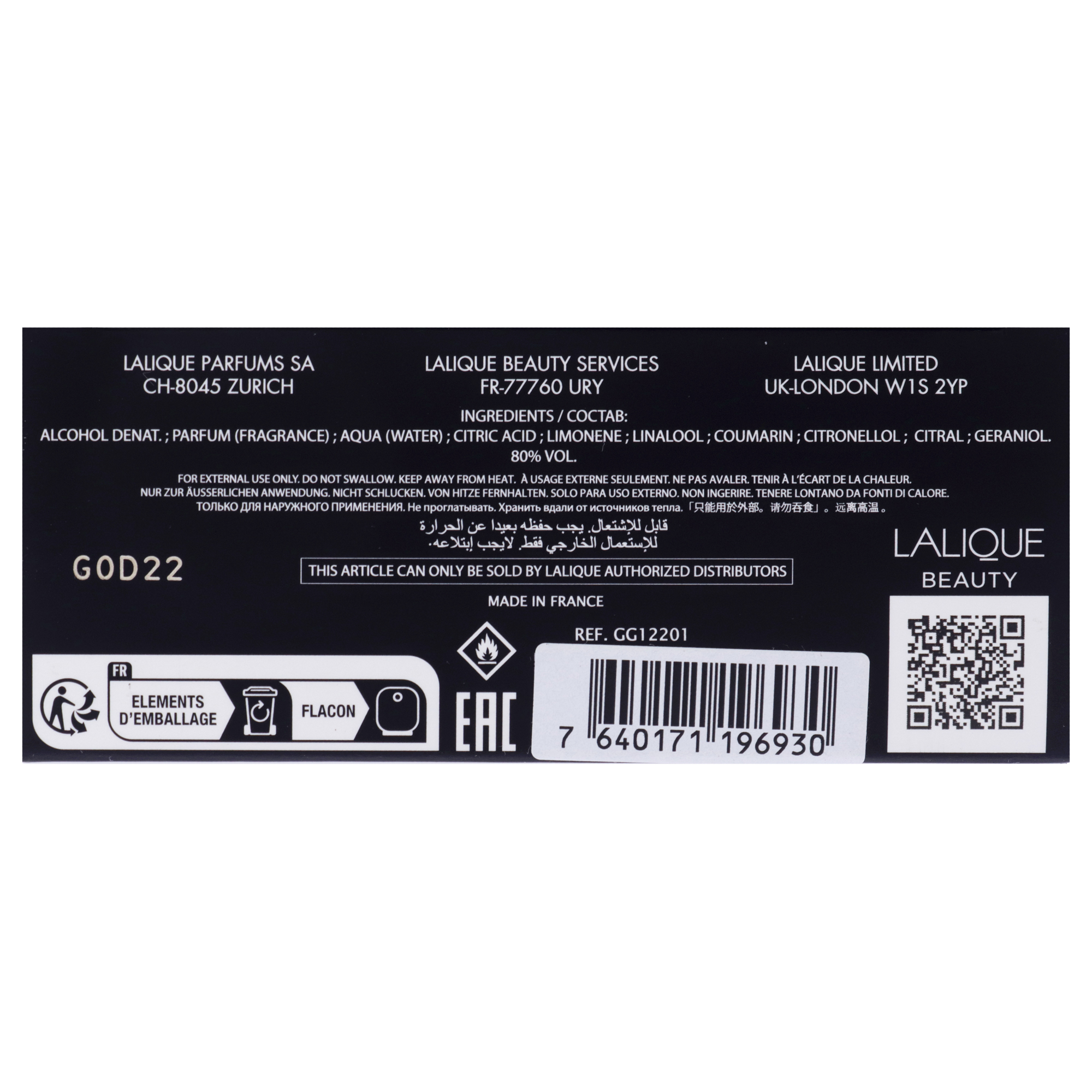 Foto 7 pulgar | Perfume Lalique White In Black Lalique Transparent Colour