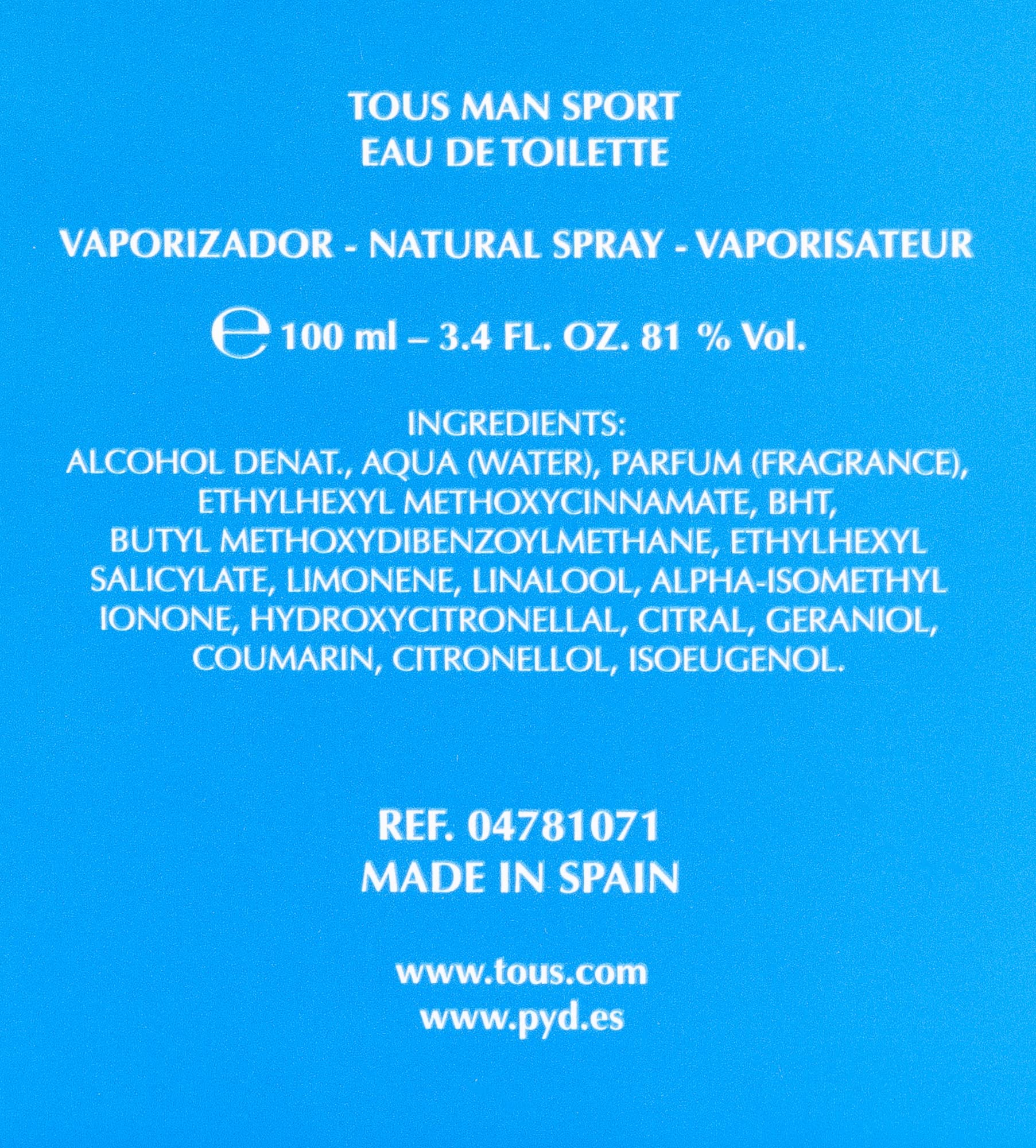 Foto 5 pulgar | Venta Internacional - Perfume Tous Man Sport Eau De Toilette Para Hombre, 100 Ml