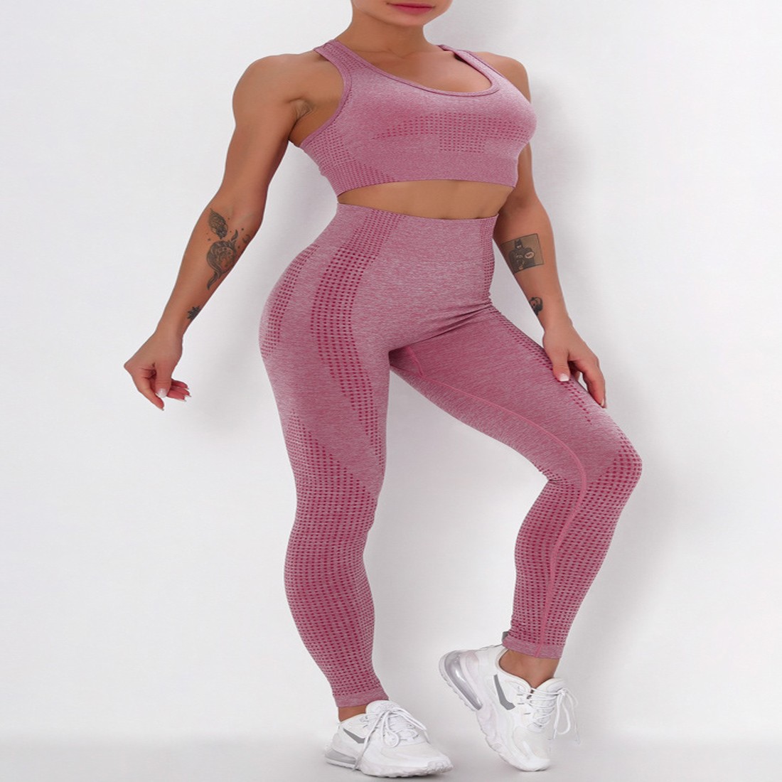 Foto 2 pulgar | Conjunto De Pants Y Tops Sin Costuras (seamless)